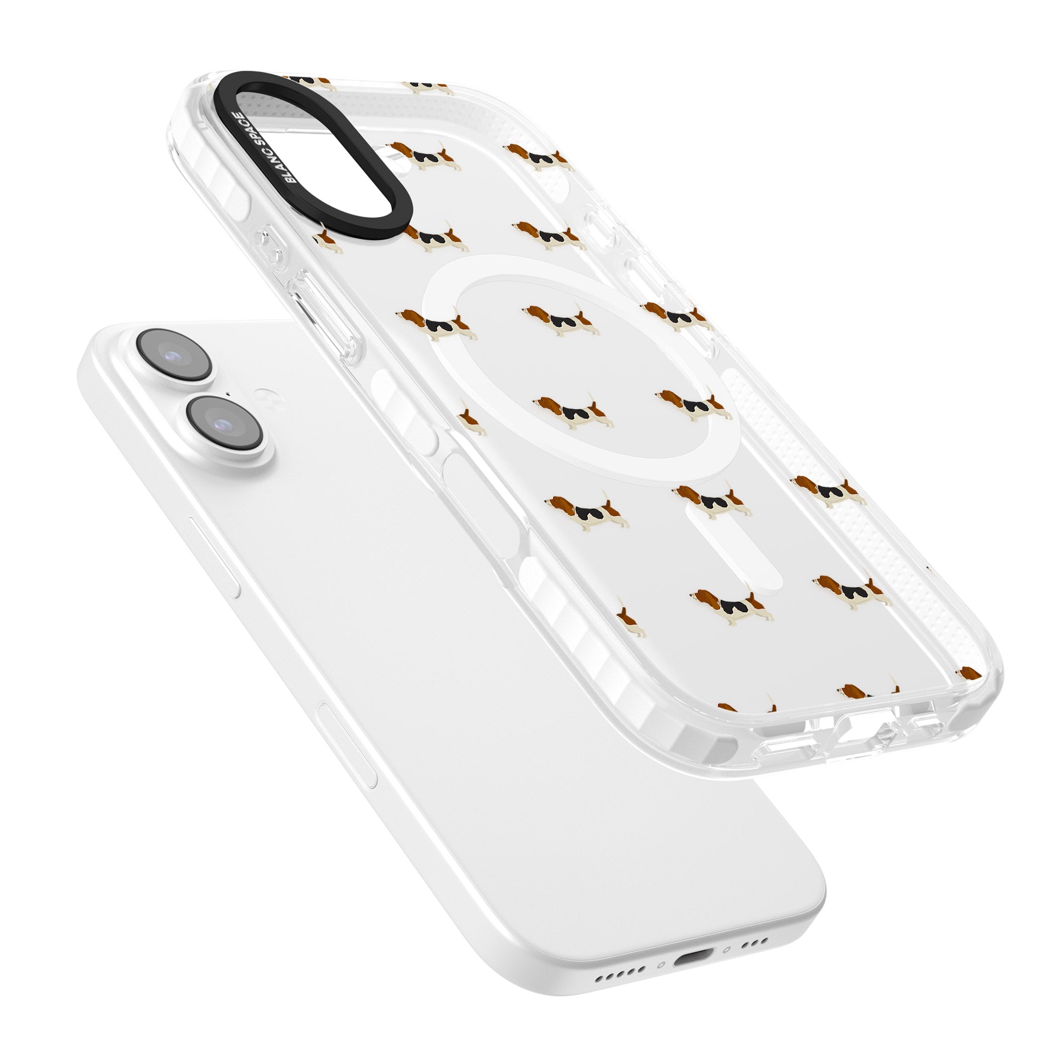 Basset Hound Pattern iPhone 17 Impact Pro Clear Phone Case Colours
