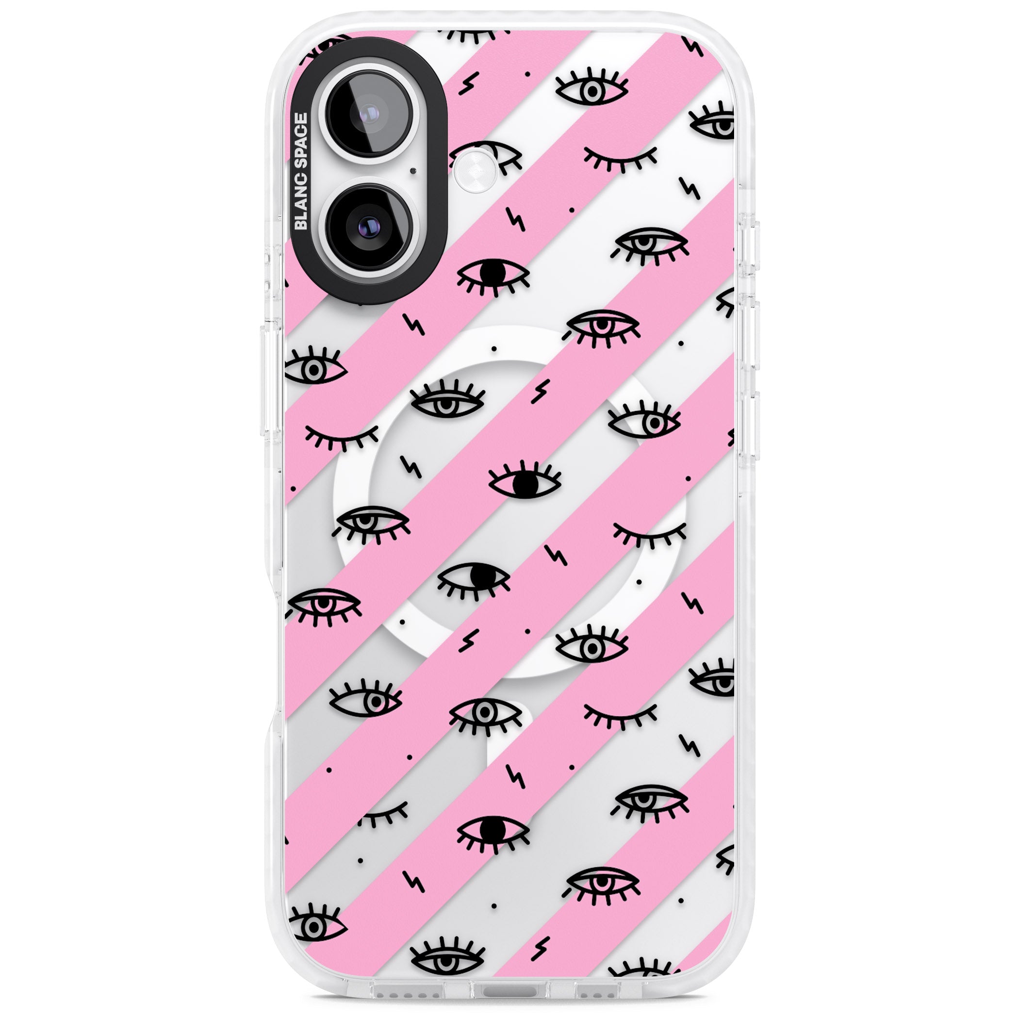Pink Stripe Eyes iPhone 17 Impact Pro Clear Phone Case