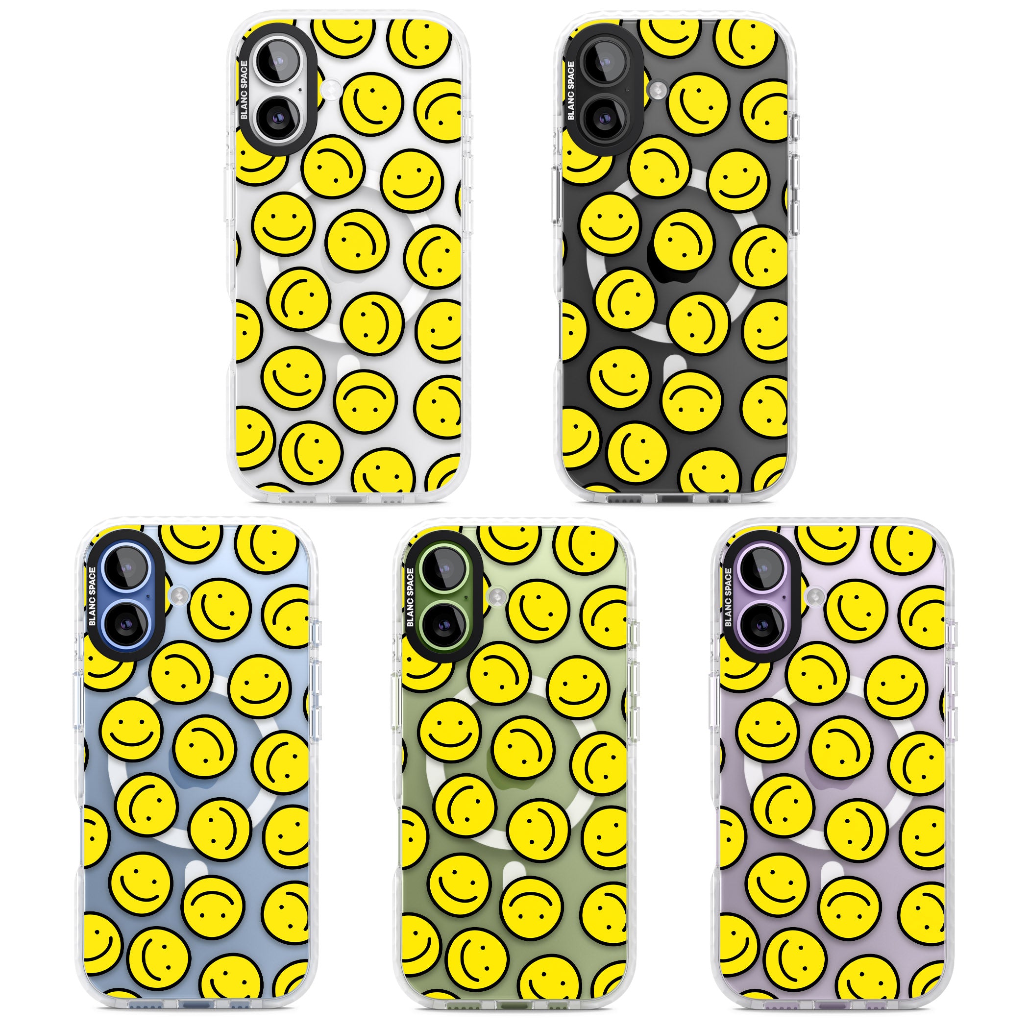 Smiley Face Pattern iPhone 17 Impact Pro Clear Phone Case APT Impact Protection