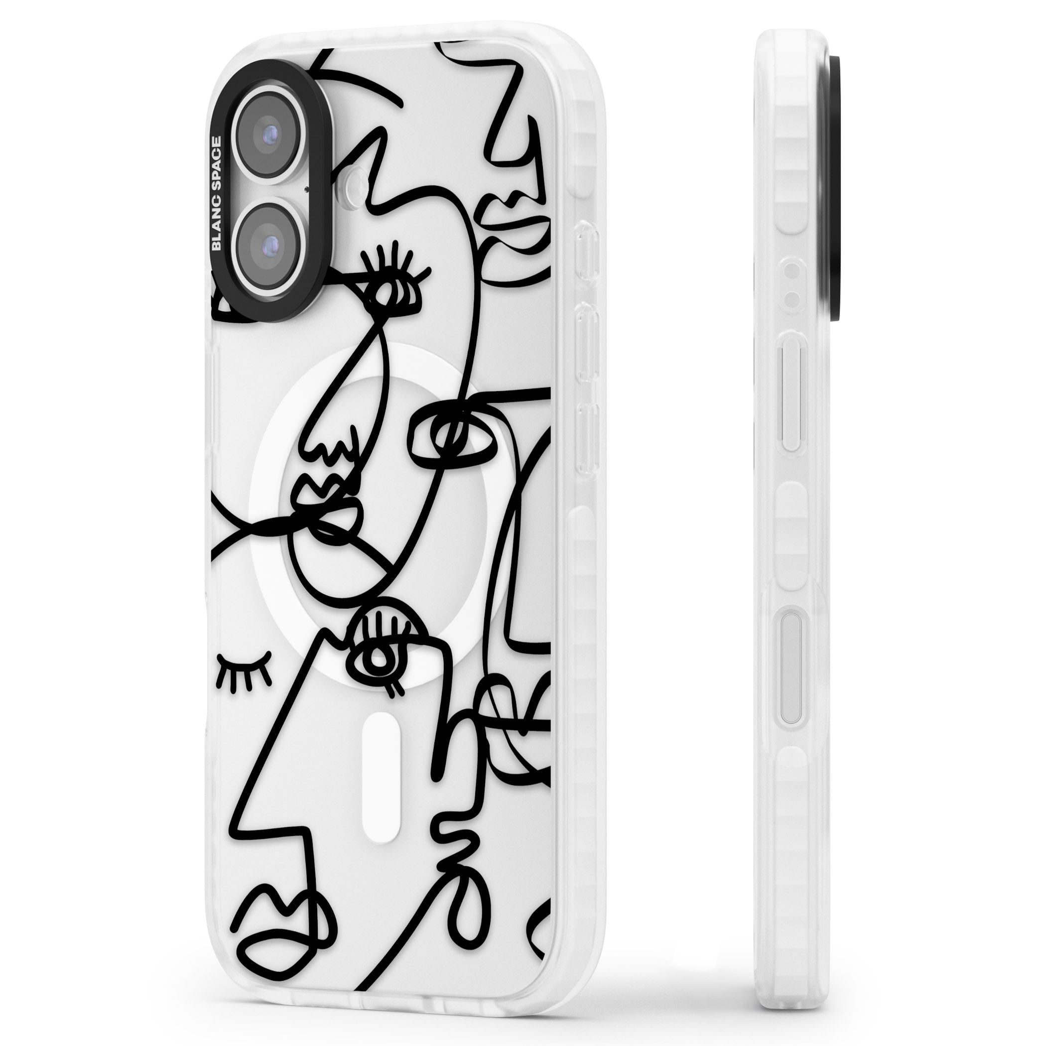 Abstract Line Art Black Clear iPhone 17 Impact Pro Clear Phone Case Side Profile