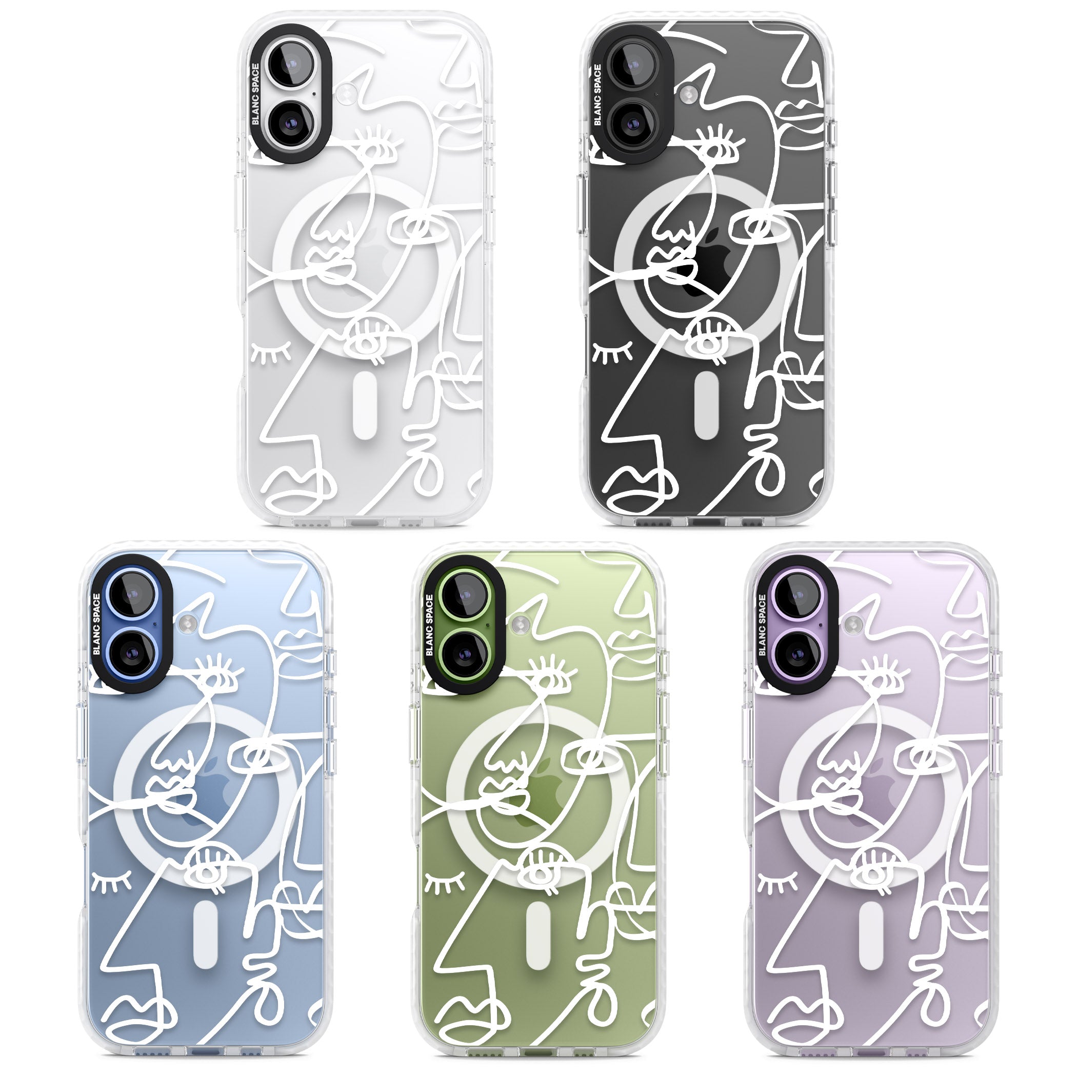 Abstract Line Art White Clear iPhone 17 Impact Pro Clear Phone Case APT Impact Protection
