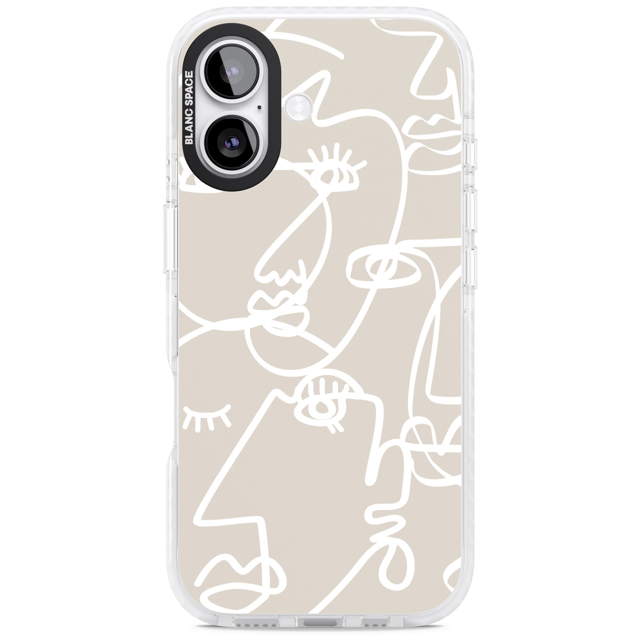 Abstract Line Art White Beige iPhone 17 Impact Pro Clear Phone Case