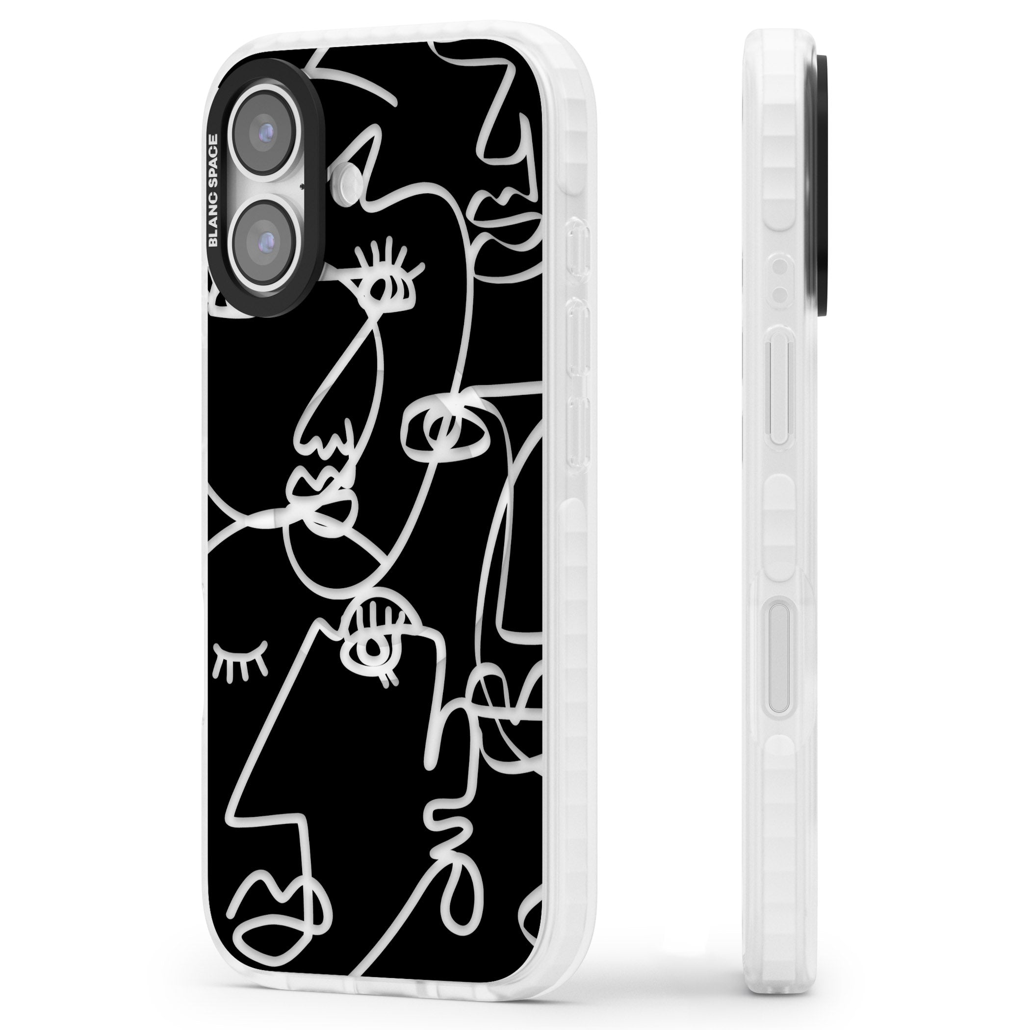 Abstract Line Art Clear Black iPhone 17 Impact Pro Clear Phone Case Side Profile