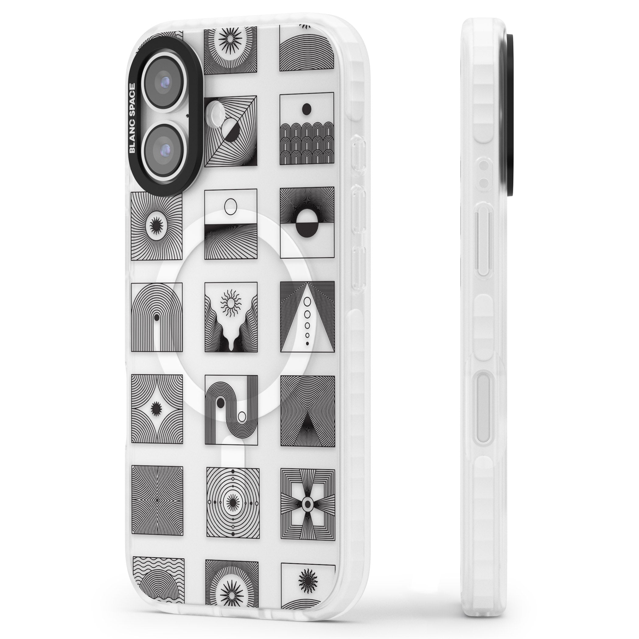 Abstract Geometric iPhone 17 Impact Pro Clear Phone Case Side Profile