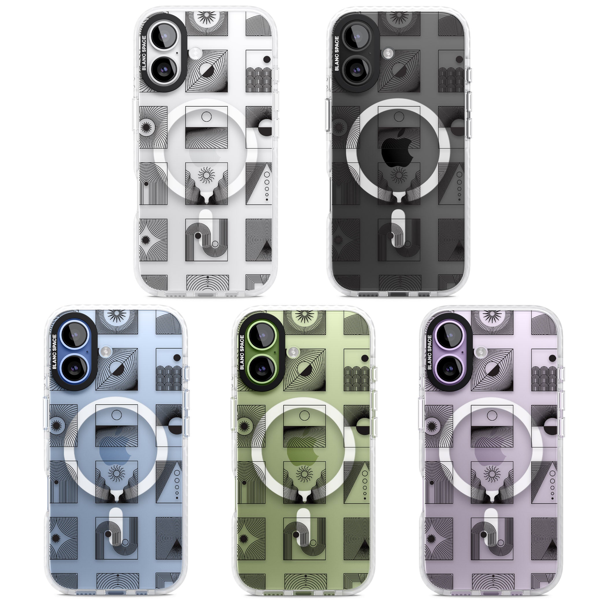 Geometric Pattern Trio: Artistic Blend iPhone 17 Impact Pro Clear Phone Case APT Impact Protection