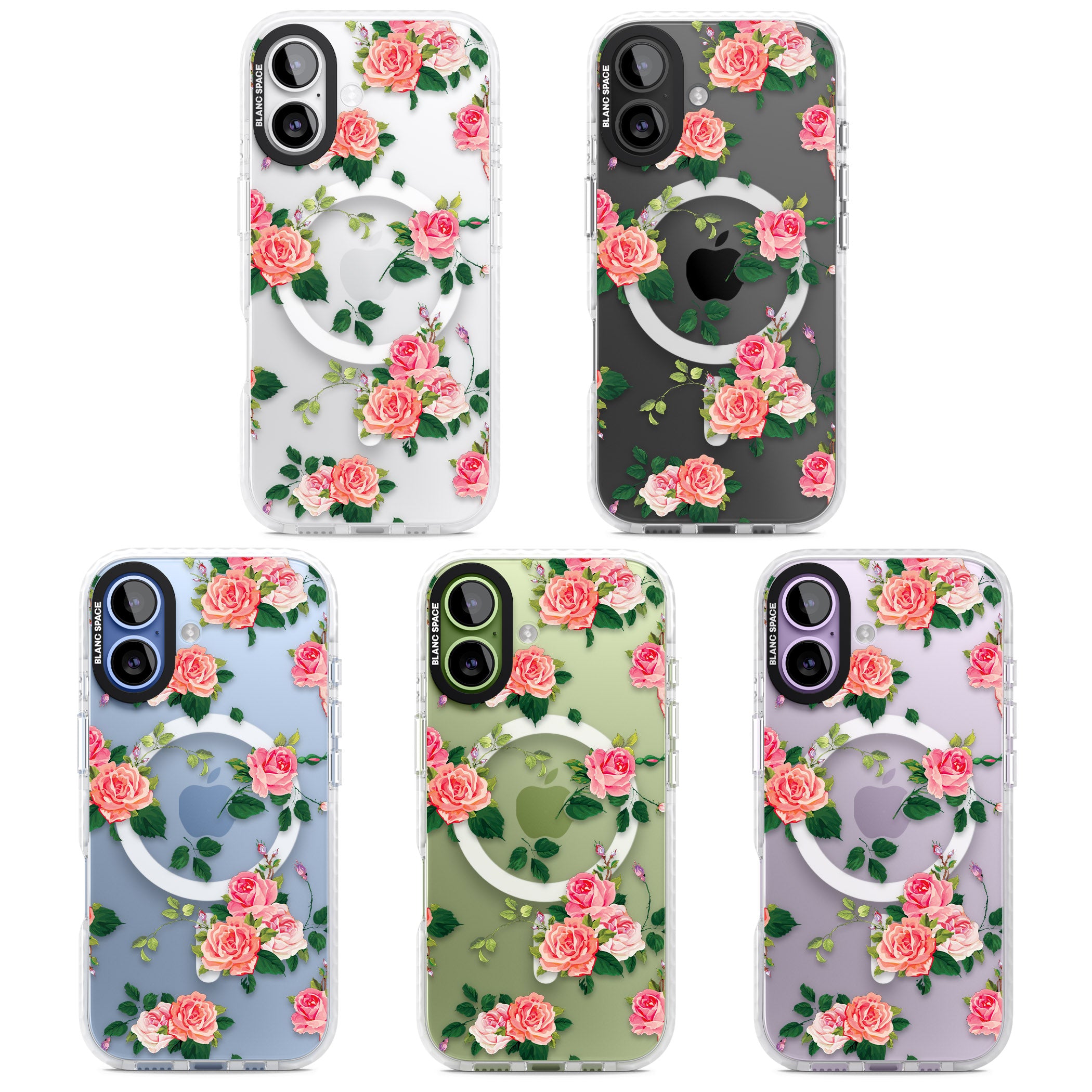 Pink Roses iPhone 17 Impact Pro Clear Phone Case APT Impact Protection