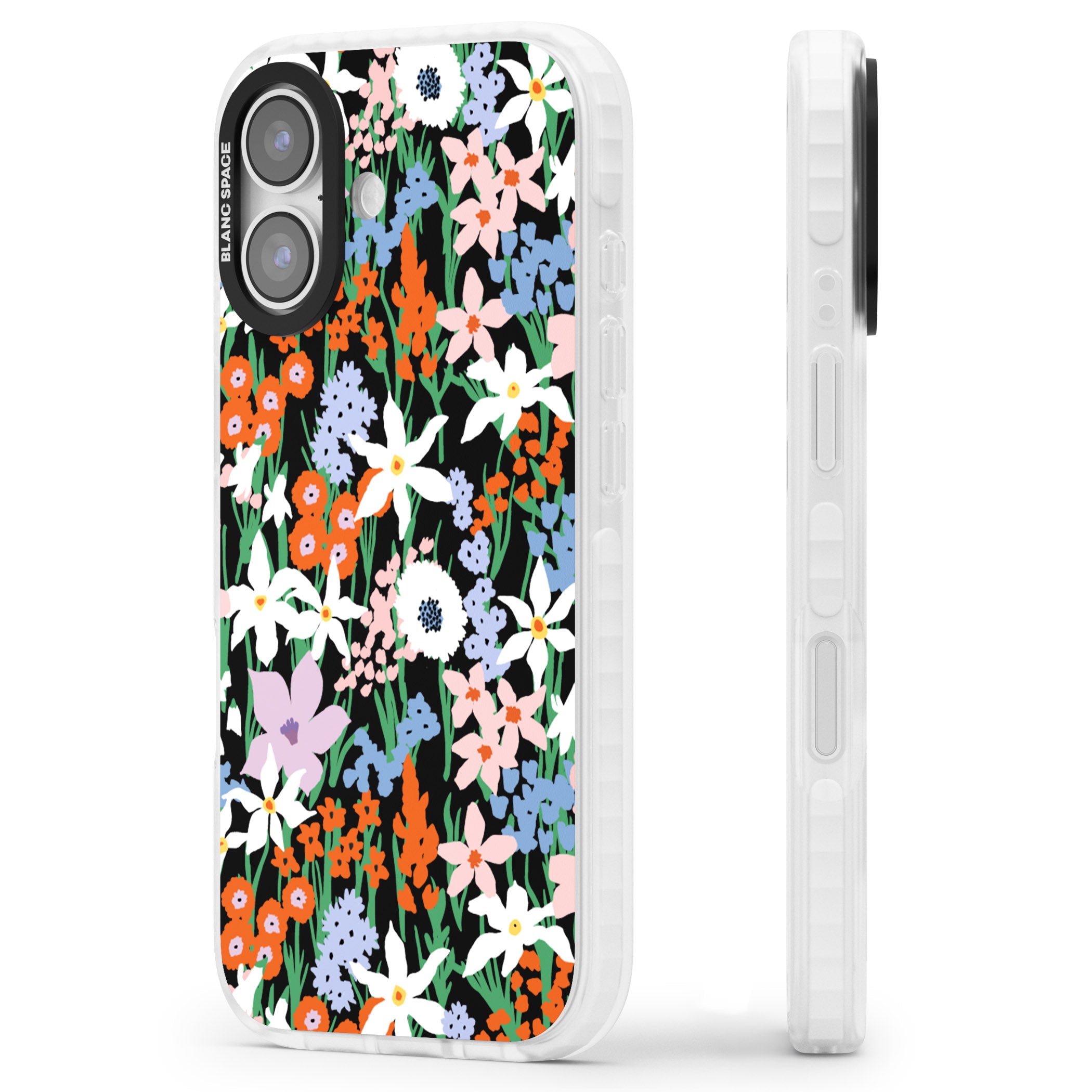 Floral Bloom Meadow Solid iPhone 17 Impact Pro Clear Phone Case Side Profile