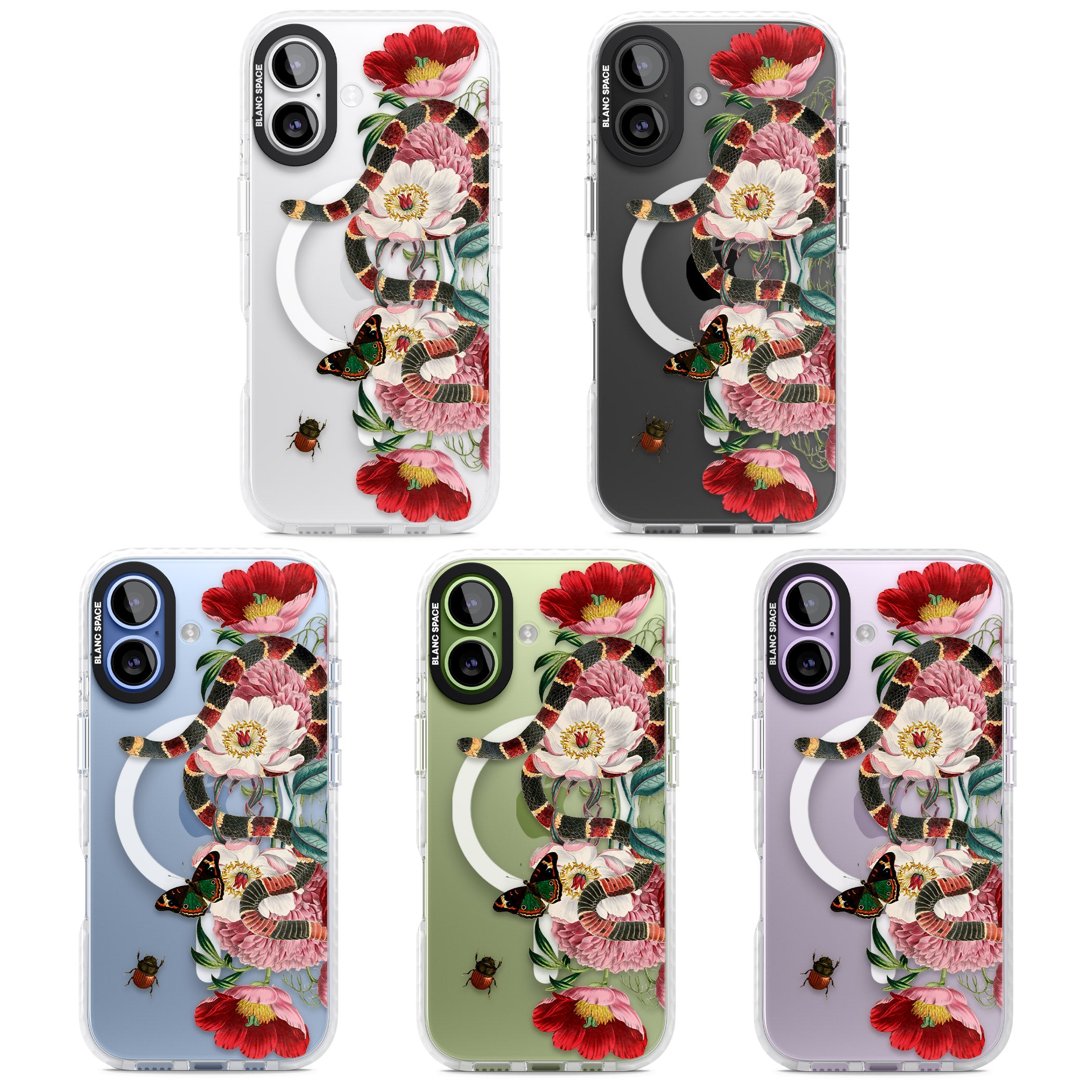 Floral Snake iPhone 17 Impact Pro Clear Phone Case APT Impact Protection