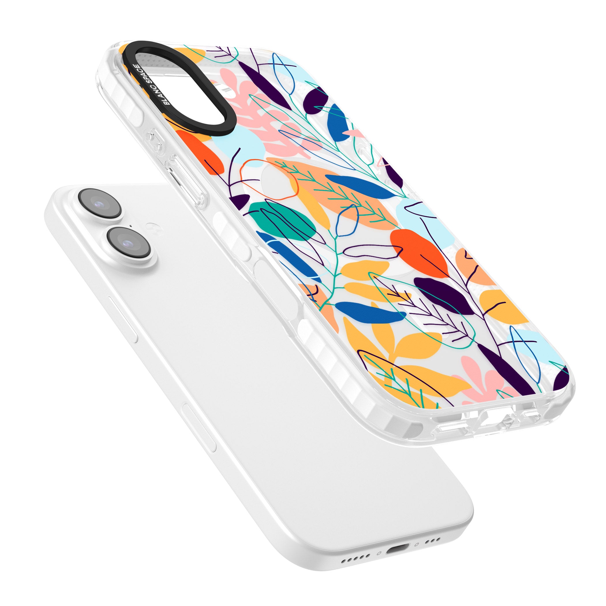 Abstract Line Drawn Leaves iPhone 17 Impact Pro Clear Phone Case Colours