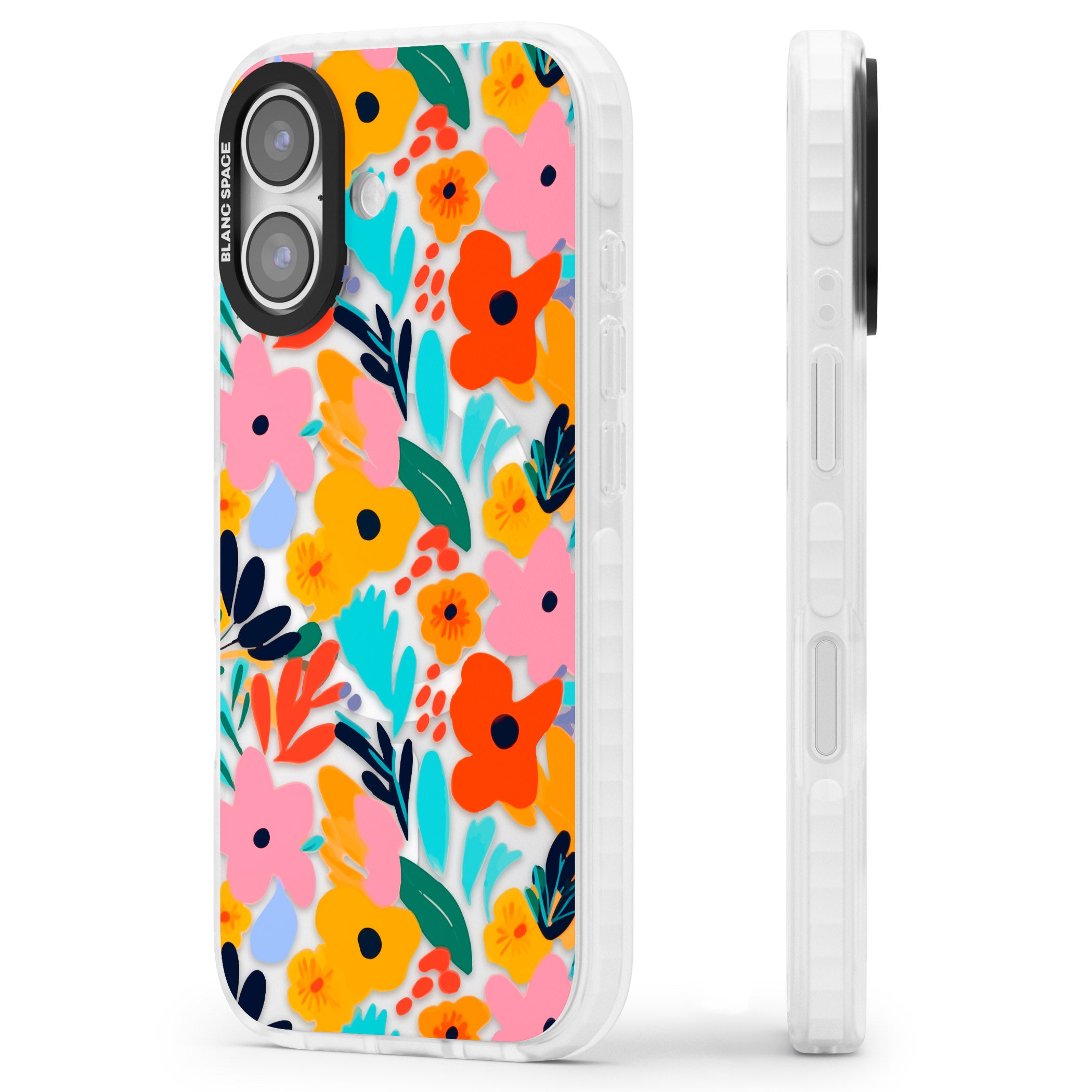 Floral Fiesta iPhone 17 Impact Pro Clear Phone Case Side Profile