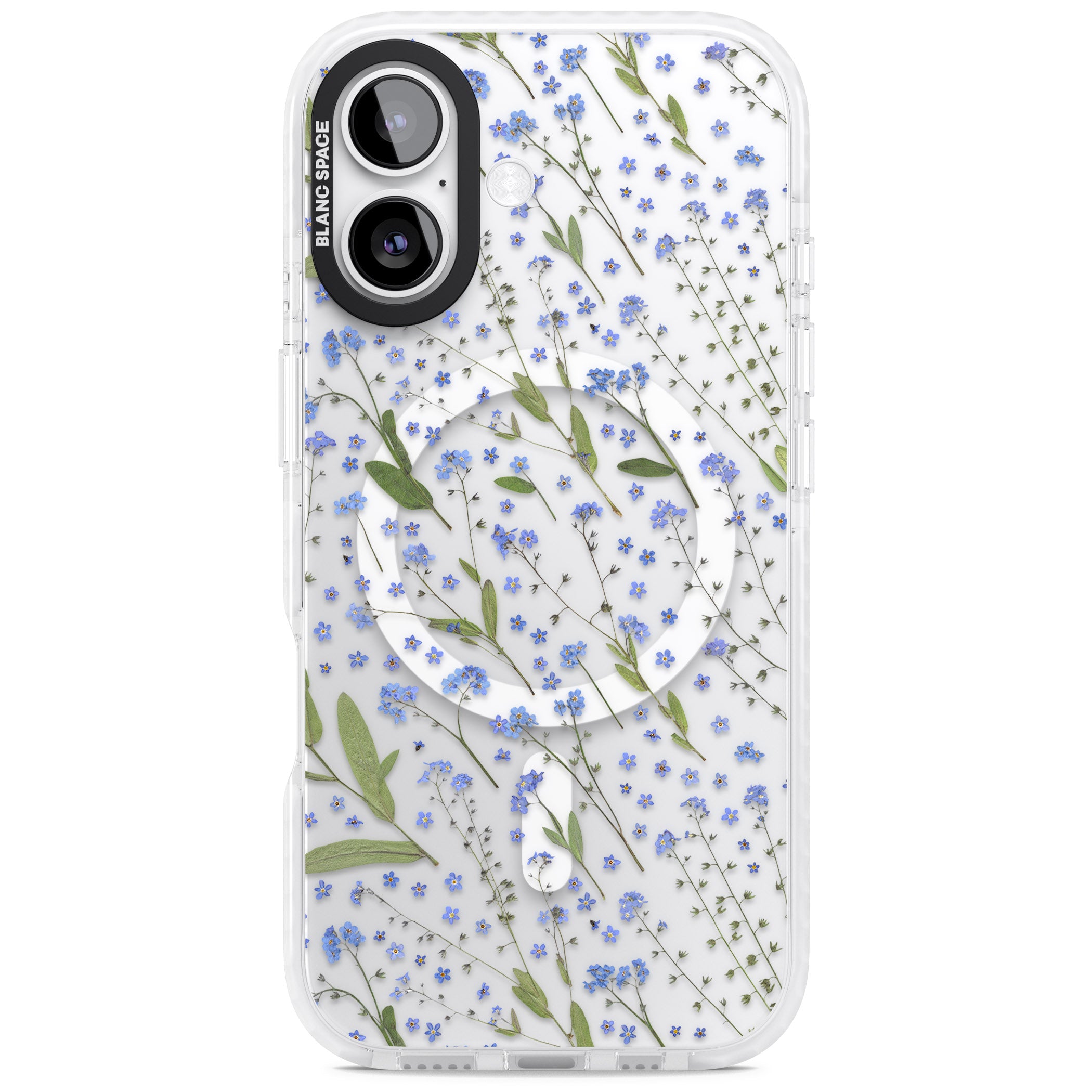 Blue Meadow Floral iPhone 17 Impact Pro Clear Phone Case