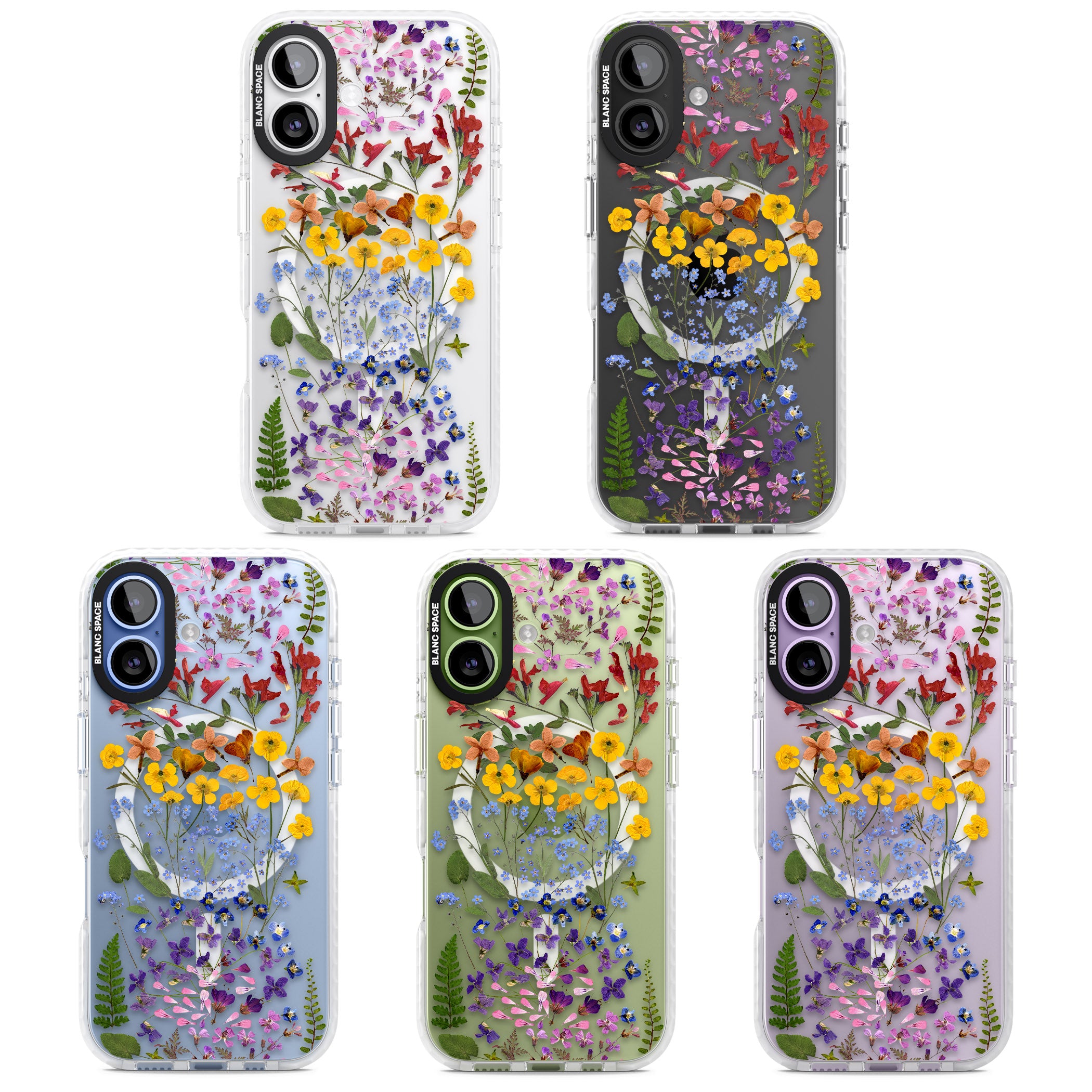 Pressed Wildflower Stripe iPhone 17 Impact Pro Clear Phone Case APT Impact Protection