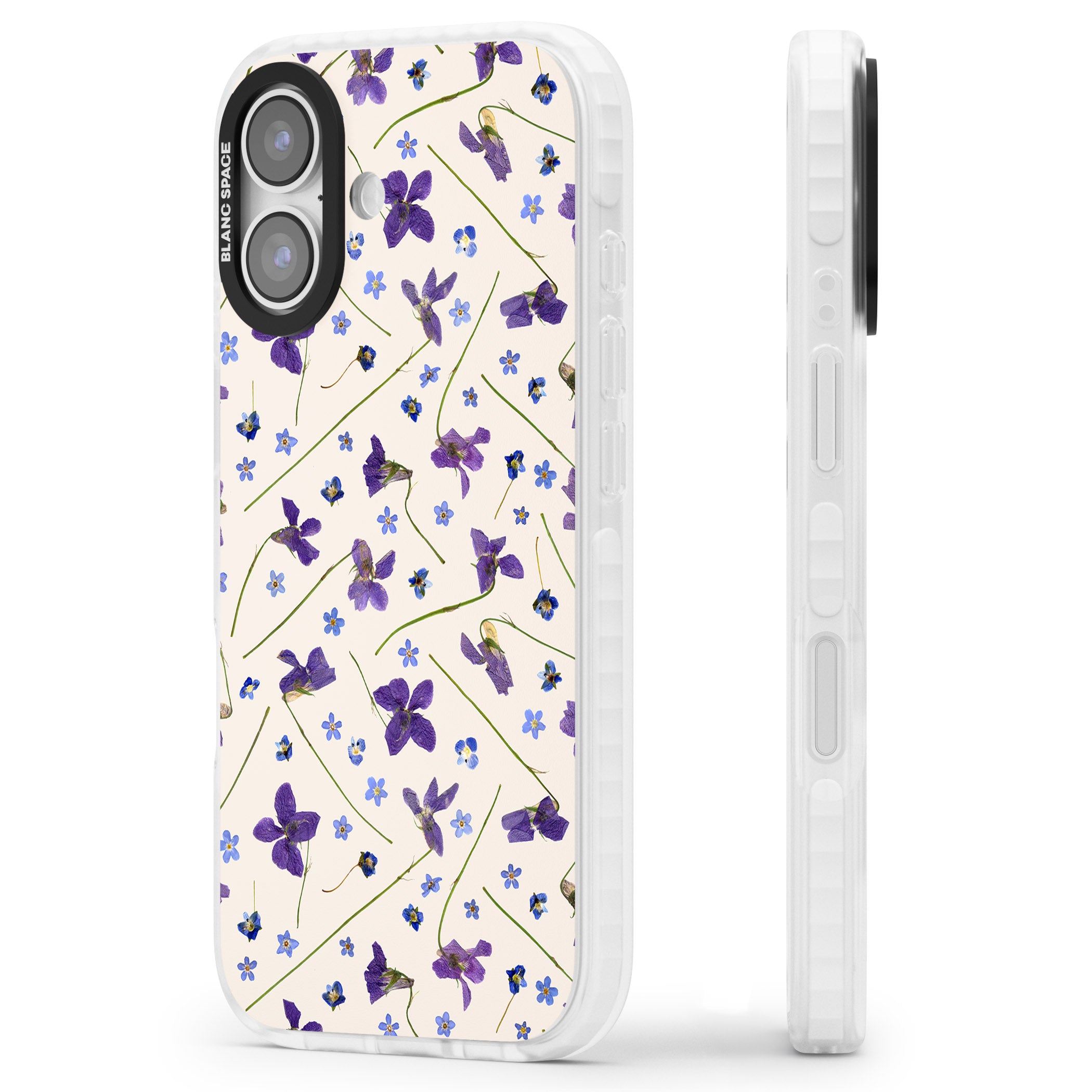 Violet Floral Dream Cream iPhone 17 Impact Pro Clear Phone Case Side Profile