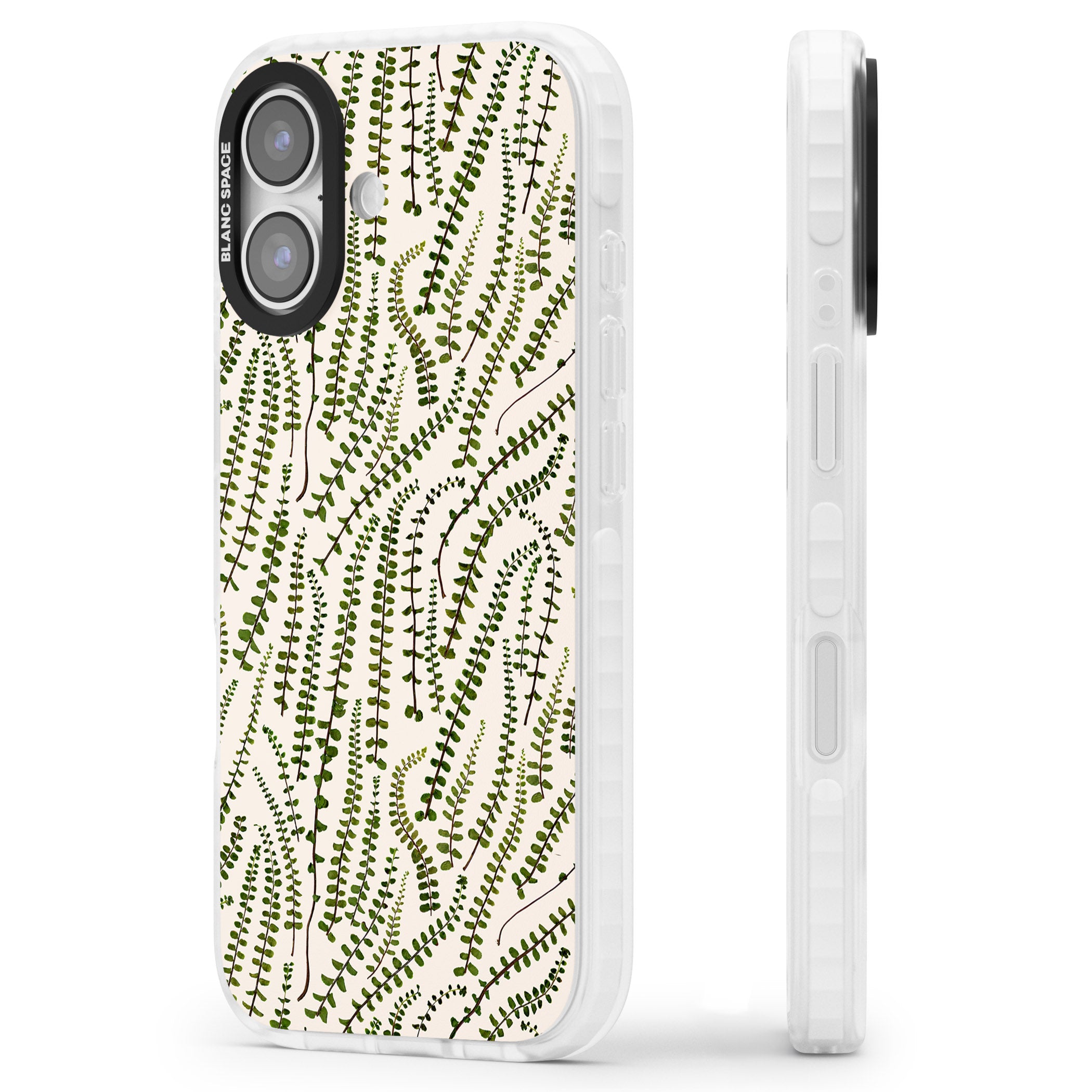 Fern Leaf Pattern iPhone 17 Impact Pro Clear Phone Case Side Profile