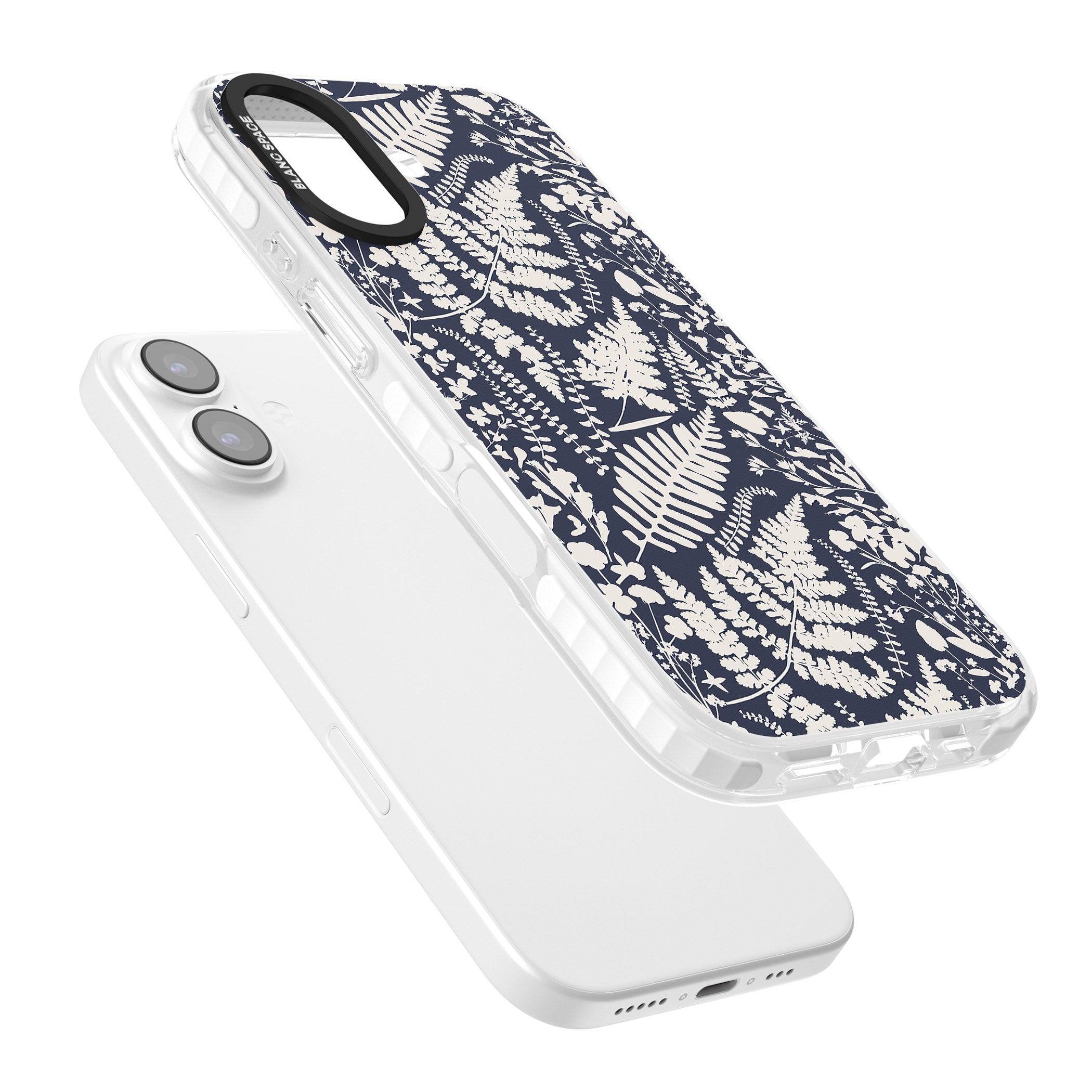 Wildflowers & Ferns On Navy iPhone 17 Impact Pro Clear Phone Case Colours