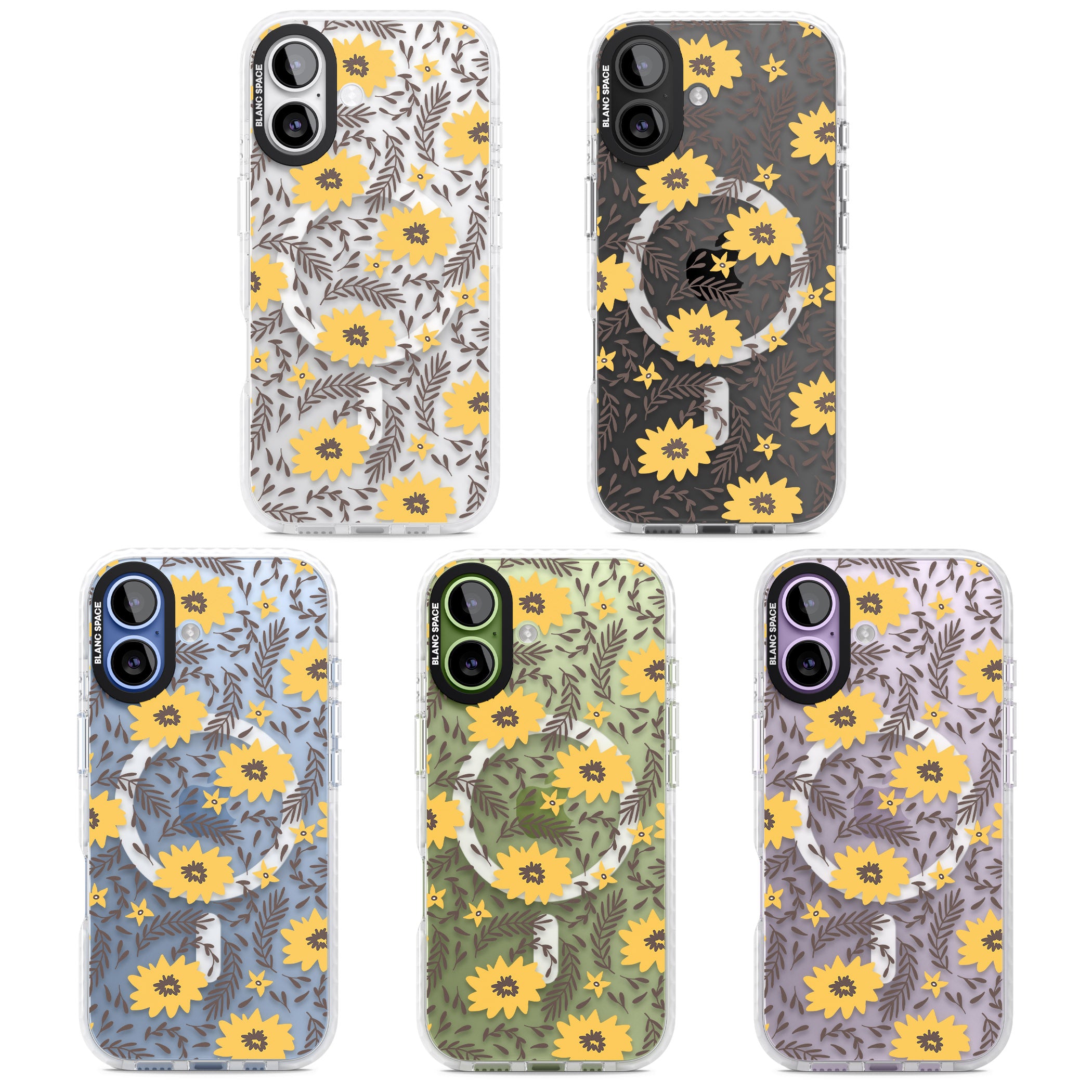 Yellow Blossoms Floral iPhone 17 Impact Pro Clear Phone Case APT Impact Protection