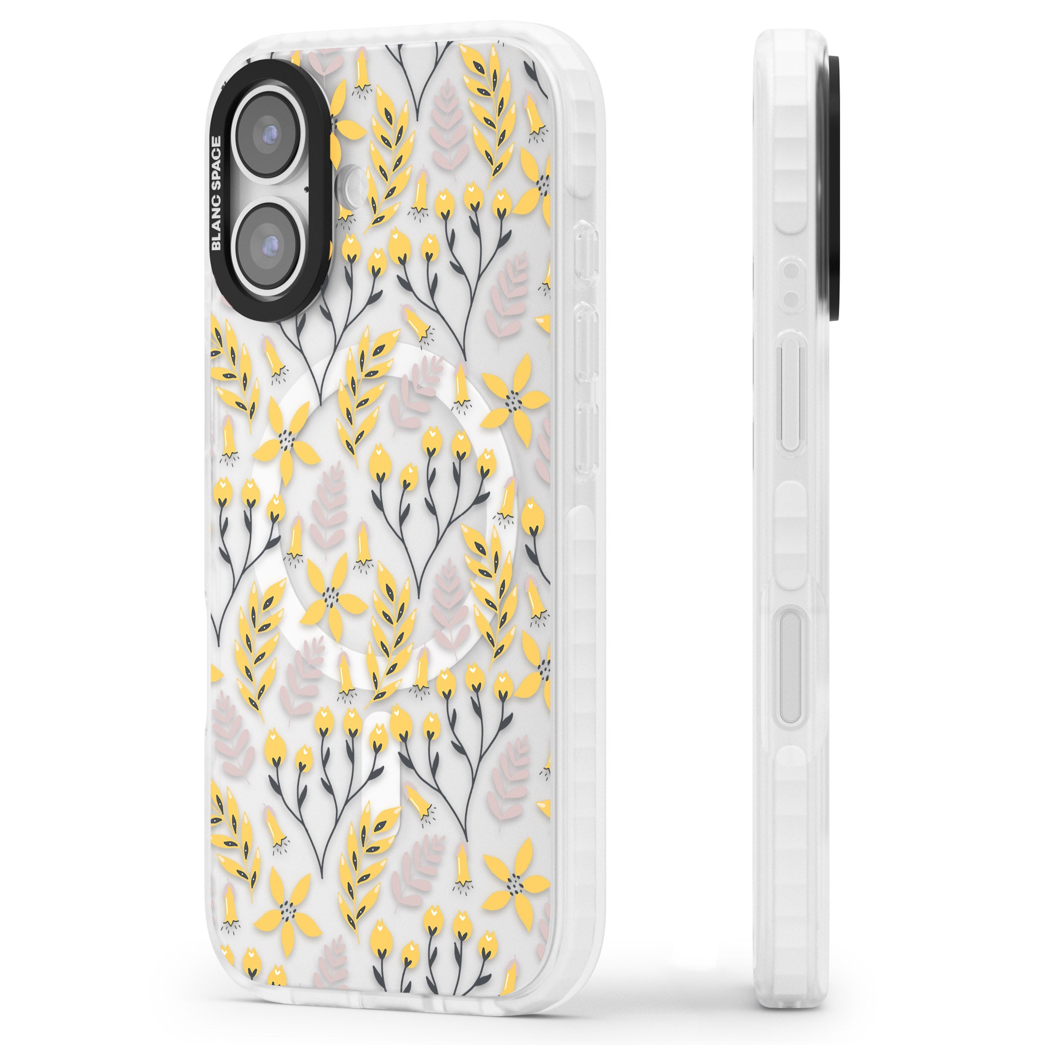 Yellow Floral Vibrance iPhone 17 Impact Pro Clear Phone Case Side Profile