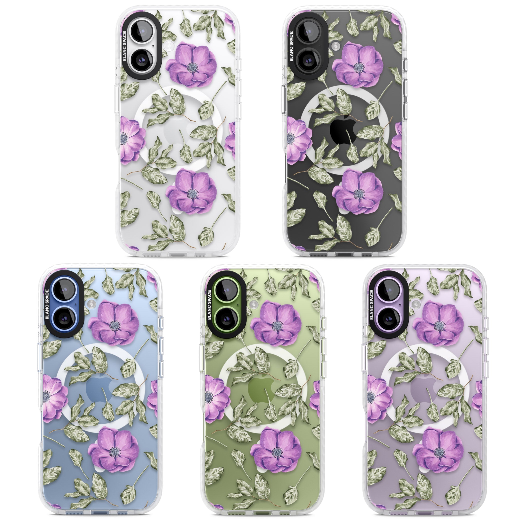 Purple Bloom Floral iPhone 17 Impact Pro Clear Phone Case APT Impact Protection