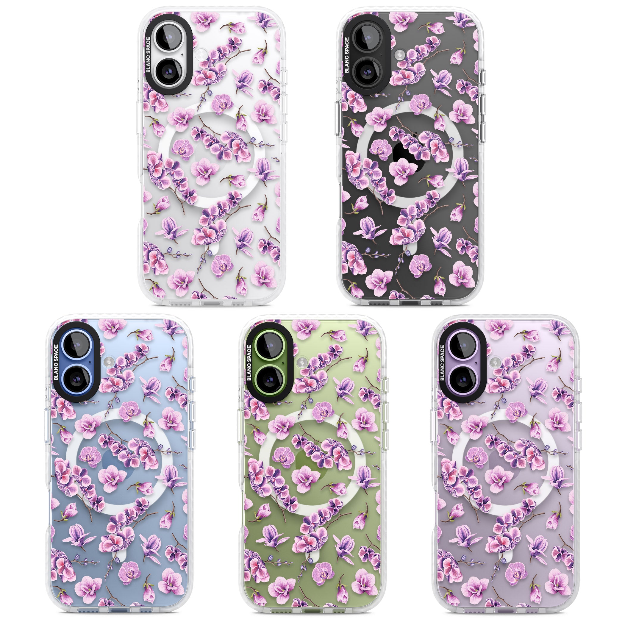 Purple Orchids Floral iPhone 17 Impact Pro Clear Phone Case APT Impact Protection