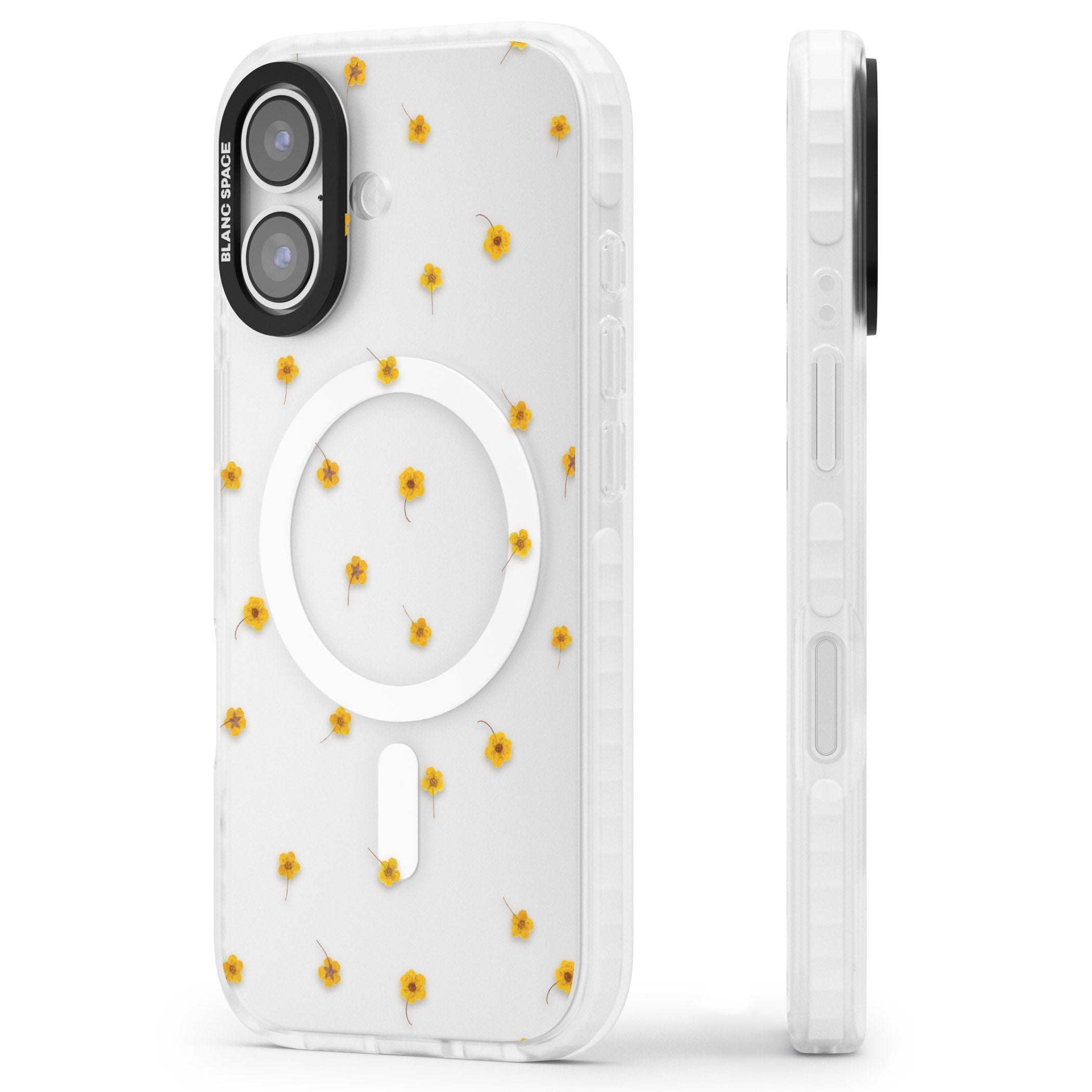 Sunny Scatter Flower iPhone 17 Impact Pro Clear Phone Case Side Profile