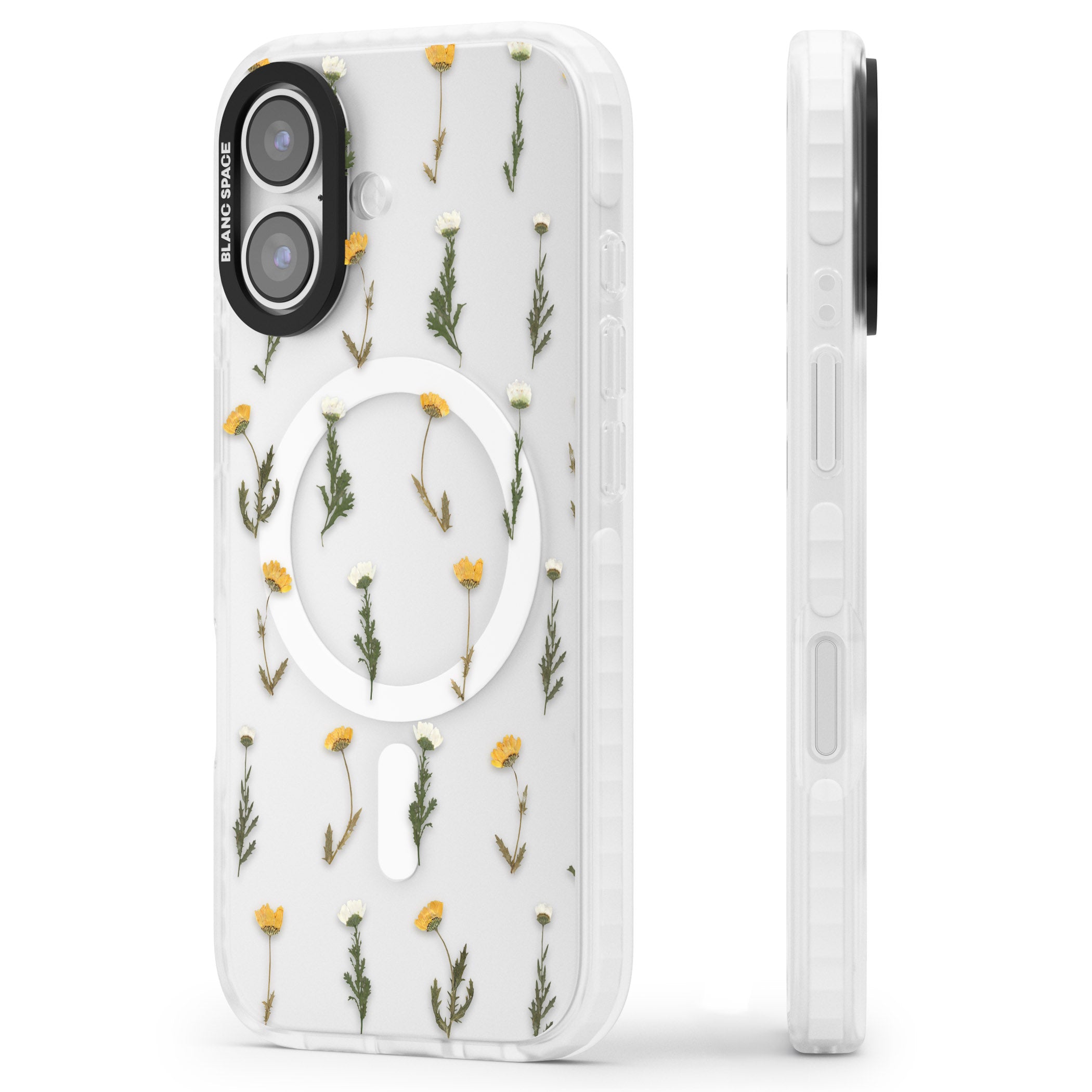 Pressed Flower iPhone 17 Impact Pro Clear Phone Case Side Profile