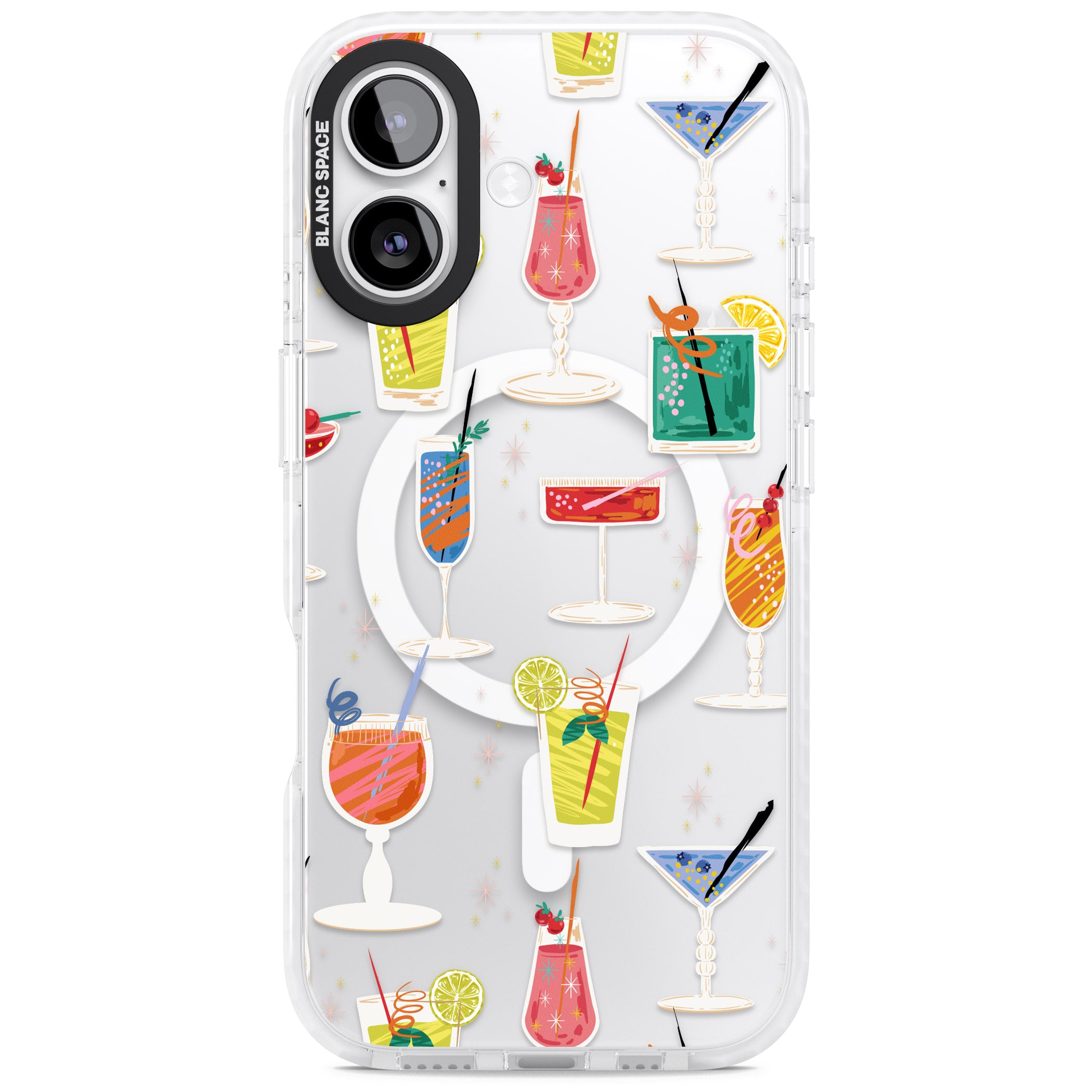 Retro Cocktails iPhone 17 Impact Pro Clear Phone Case