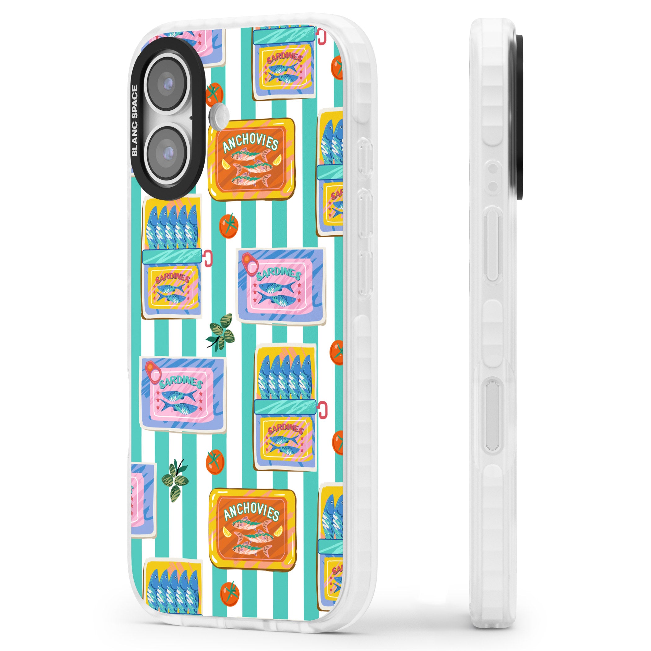 Sardine & Anchovy Stripes iPhone 17 Impact Pro Clear Phone Case Side Profile