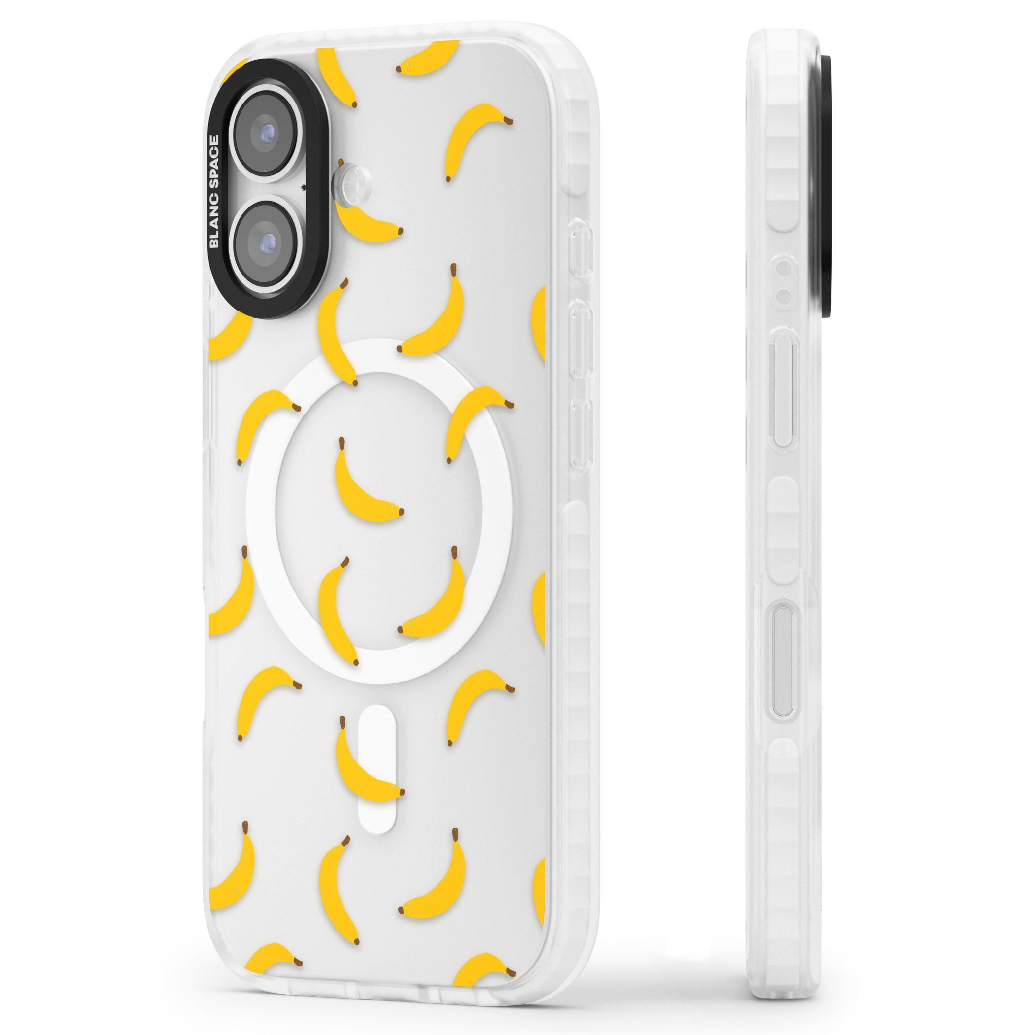 Banana Pattern iPhone 17 Impact Pro Clear Phone Case Side Profile