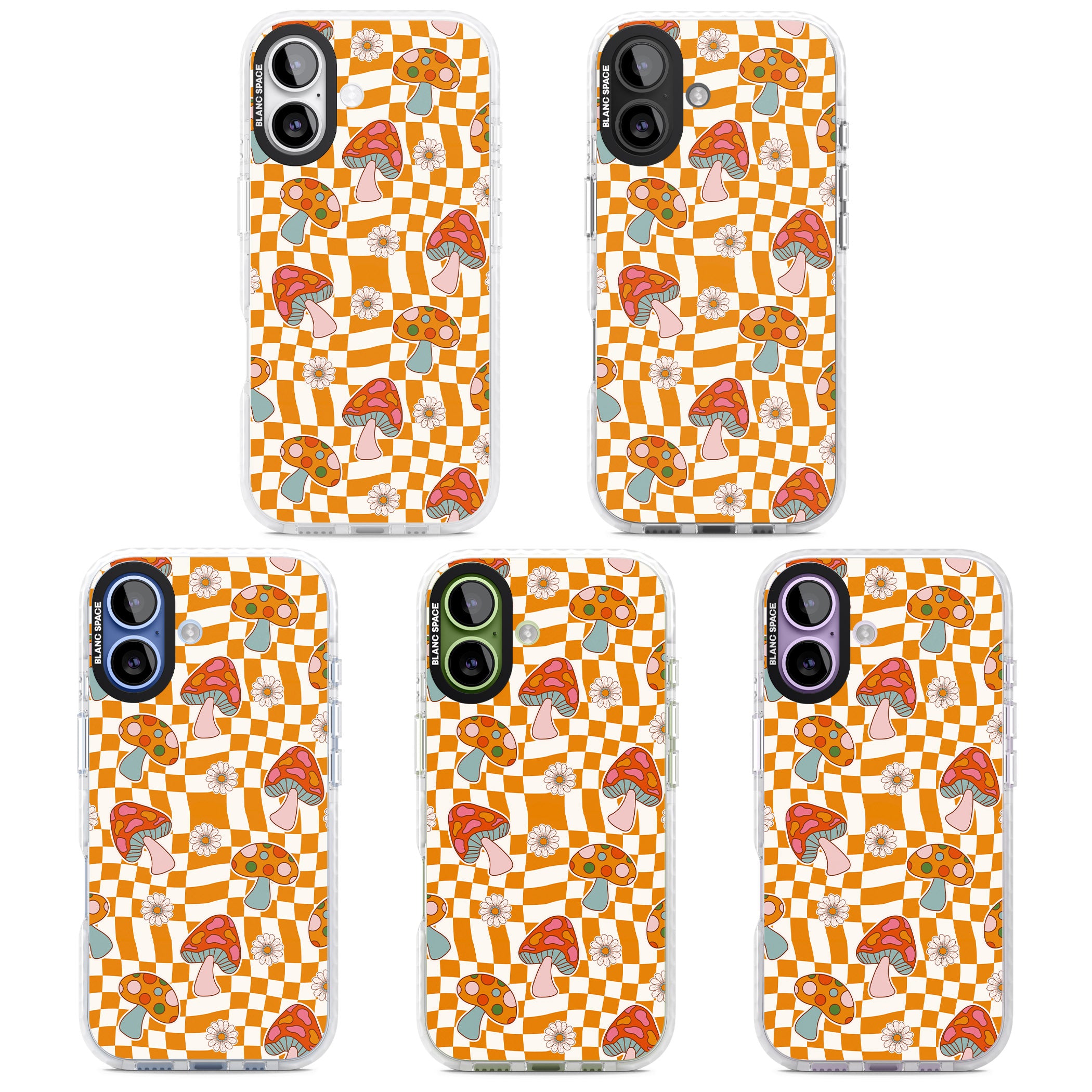 Wavy Checked Shrooms iPhone 17 Impact Pro Clear Phone Case APT Impact Protection