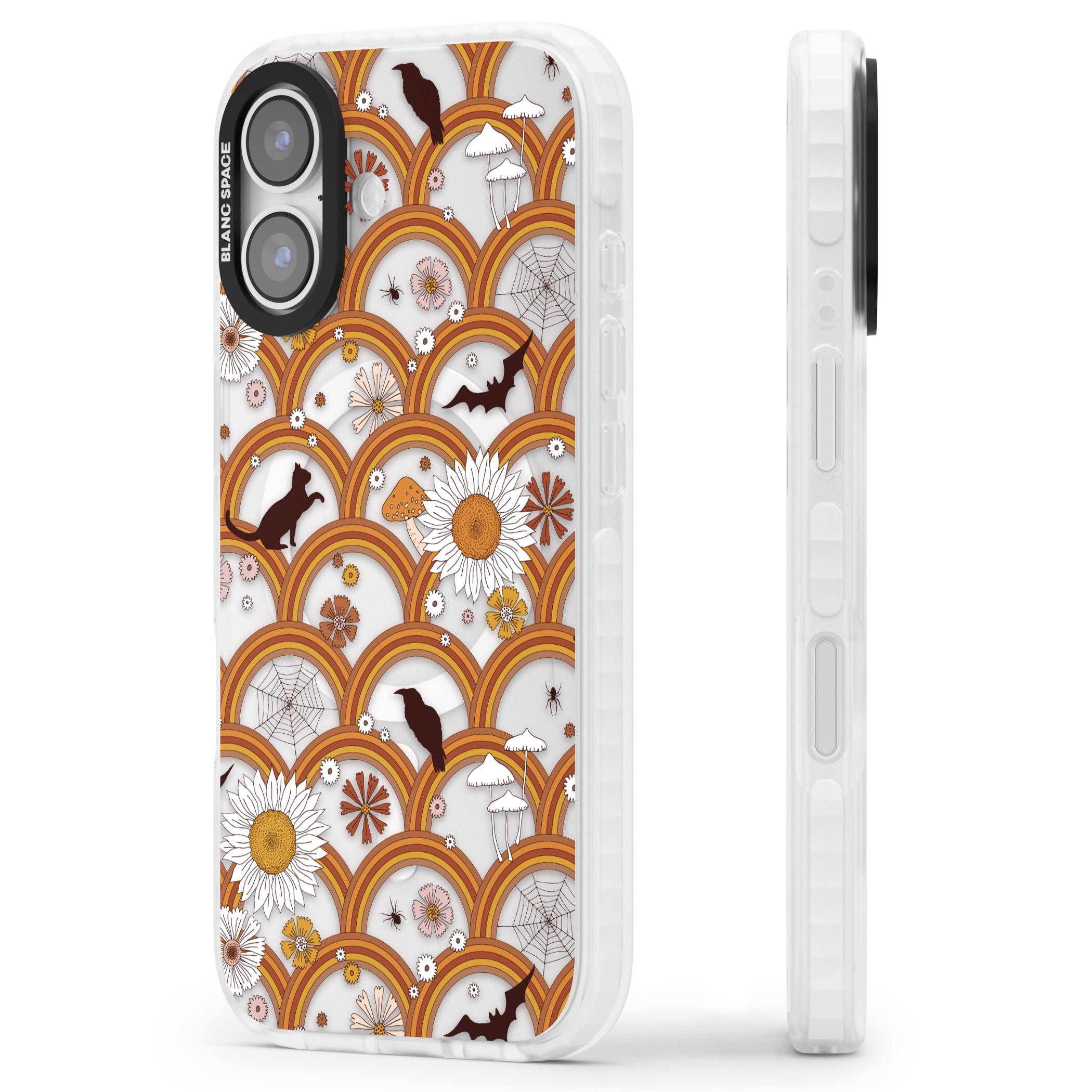 Halloween Rainbows iPhone 17 Impact Pro Clear Phone Case Side Profile