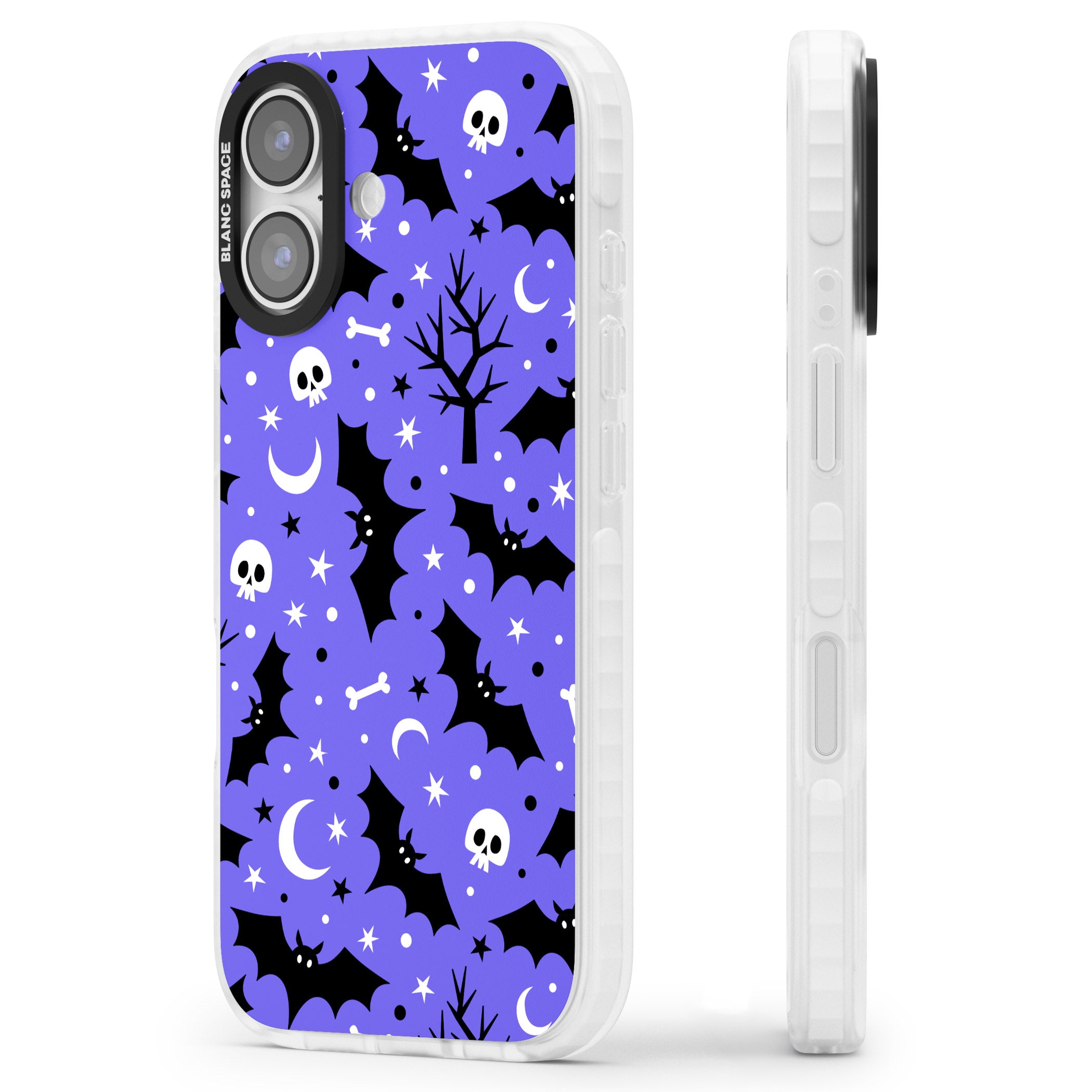 Bats N' Bones Pattern iPhone 17 Impact Pro Clear Phone Case Side Profile