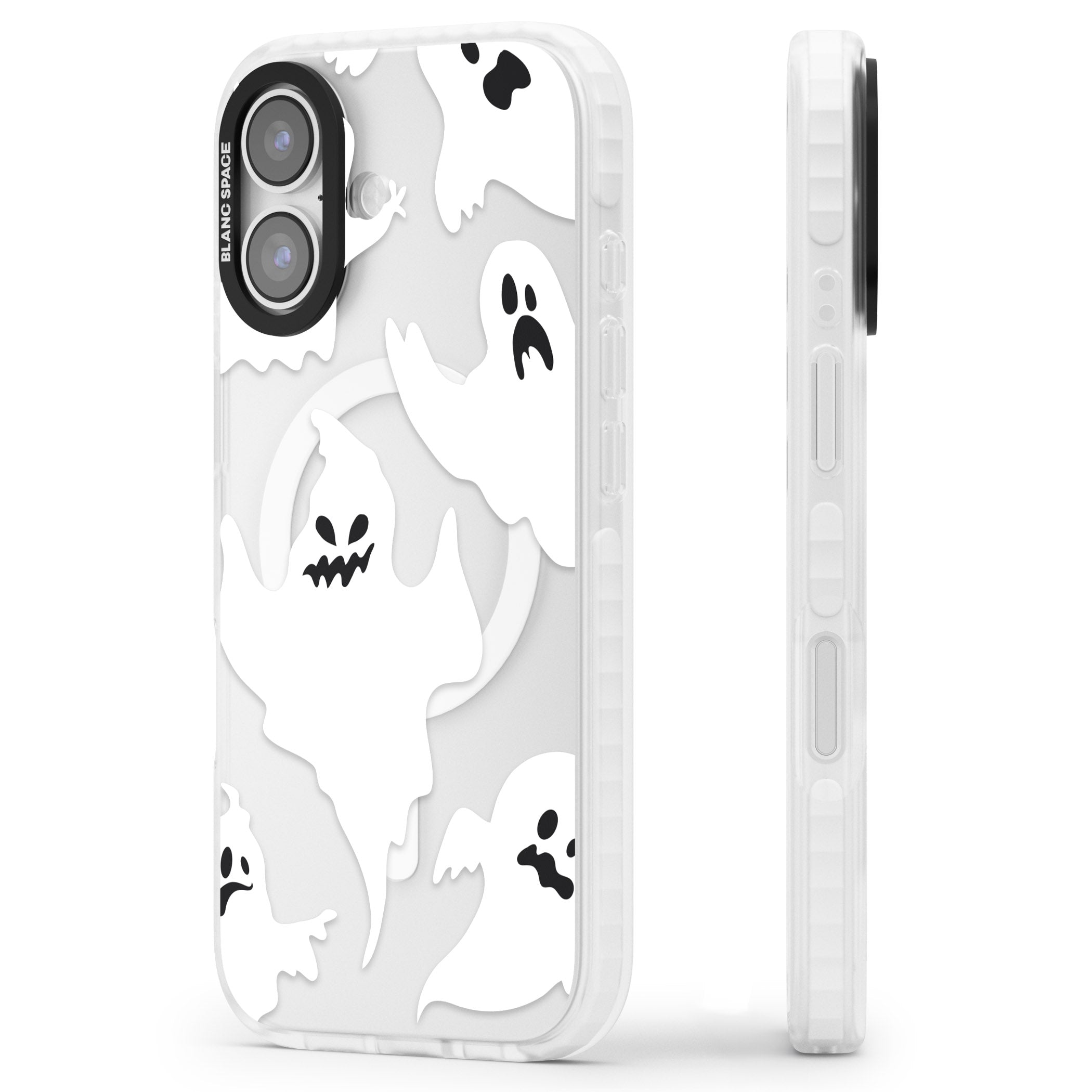 Ghost Pattern iPhone 17 Impact Pro Clear Phone Case Side Profile