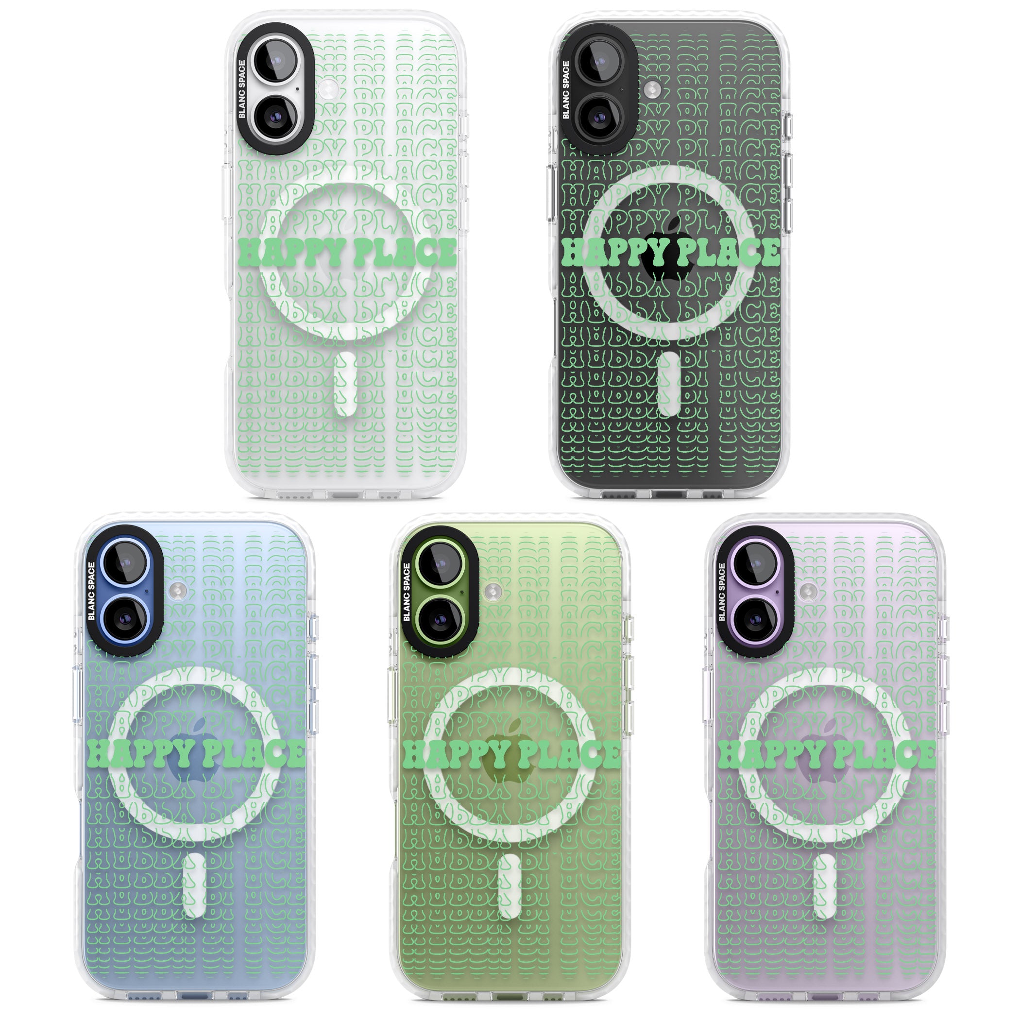 Happy Place (Green) iPhone 17 Impact Pro Clear Phone Case APT Impact Protection