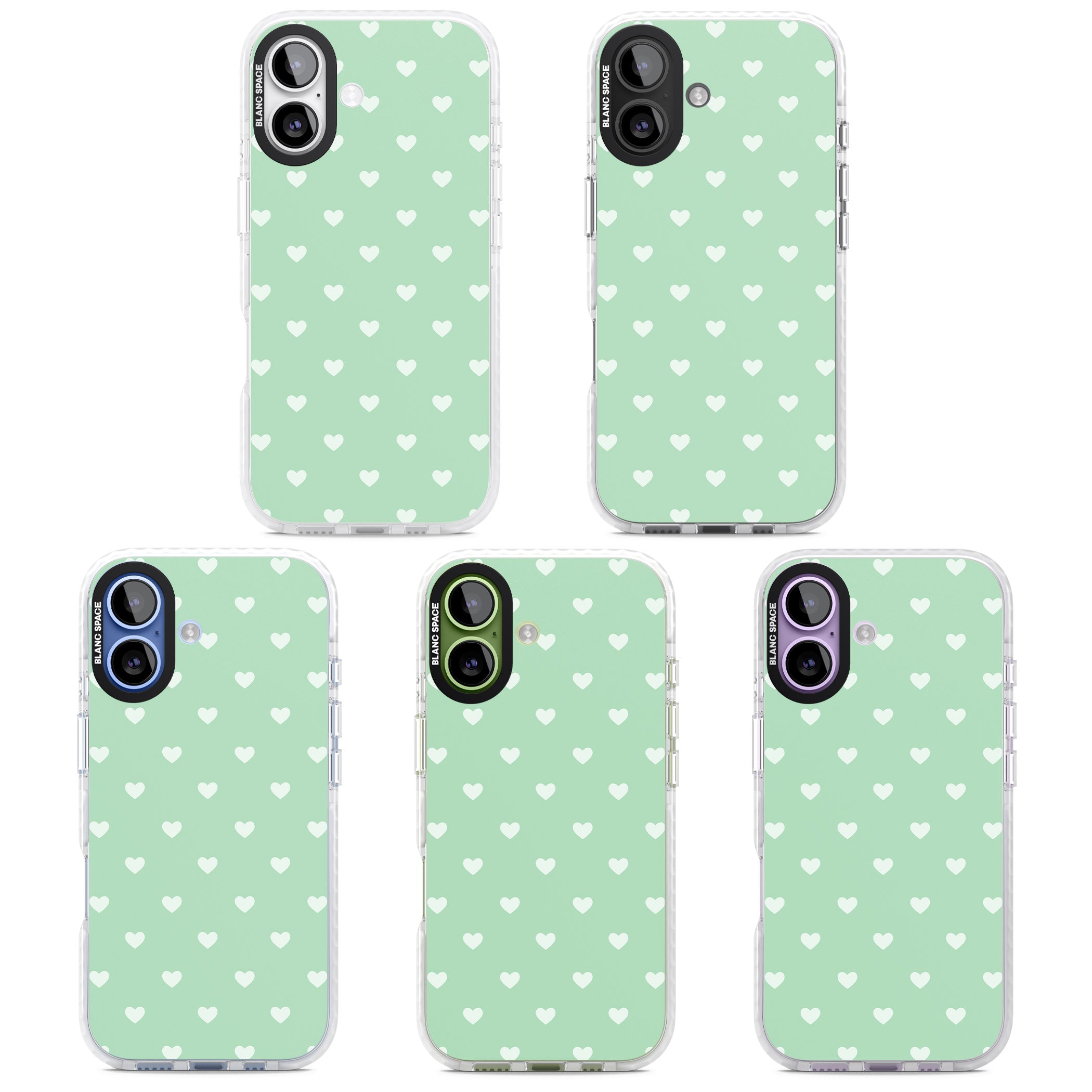 Small Heart Pattern: Green iPhone 17 Impact Pro Clear Phone Case APT Impact Protection