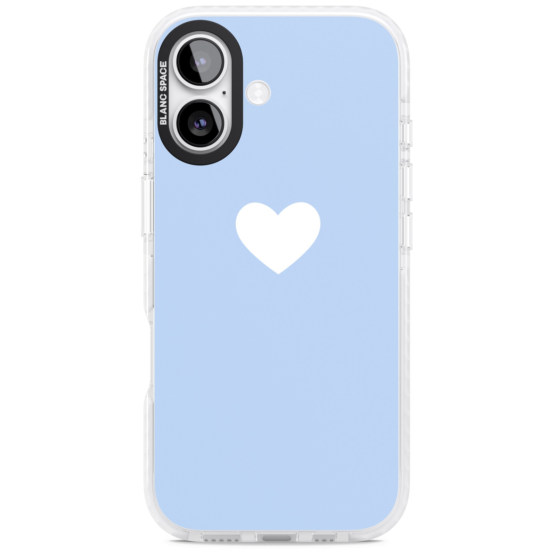 Single Heart Design: White & Baby Blue iPhone 17 Impact Pro Clear Phone Case