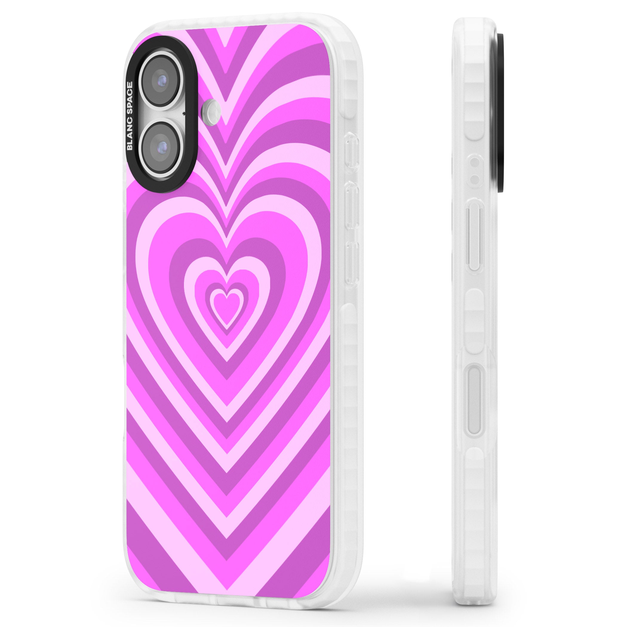 Pink Heart Illusion iPhone 17 Impact Pro Clear Phone Case Side Profile
