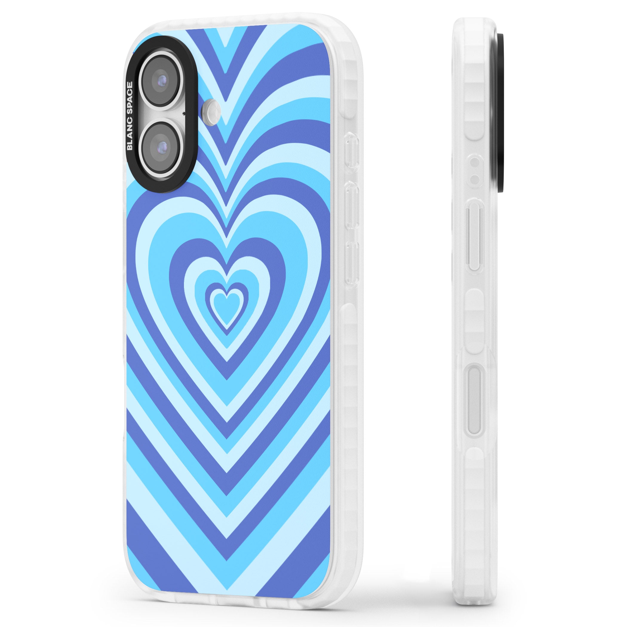 Blue Heart Illusion iPhone 17 Impact Pro Clear Phone Case Side Profile