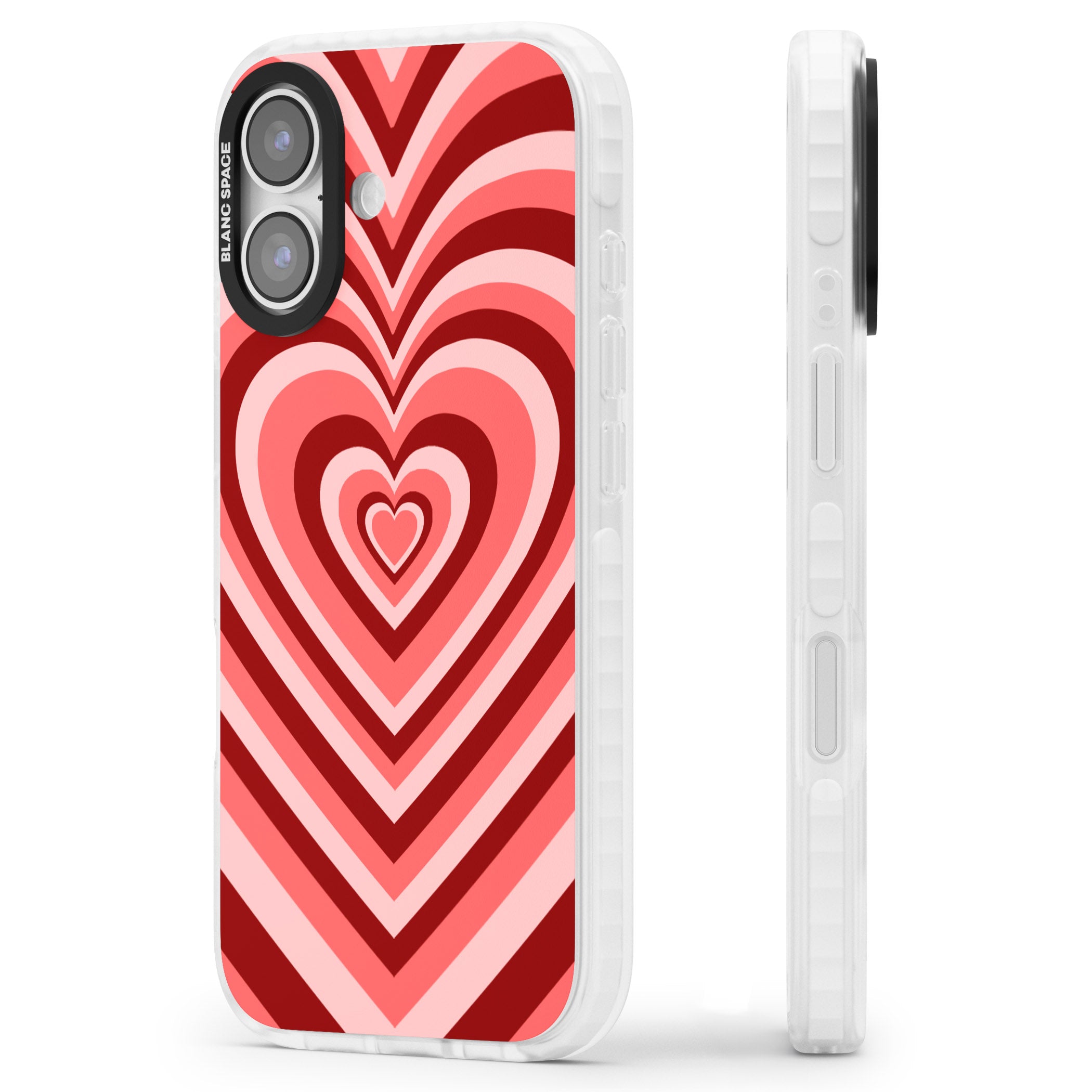 Red Heart Illusion iPhone 17 Impact Pro Clear Phone Case Side Profile