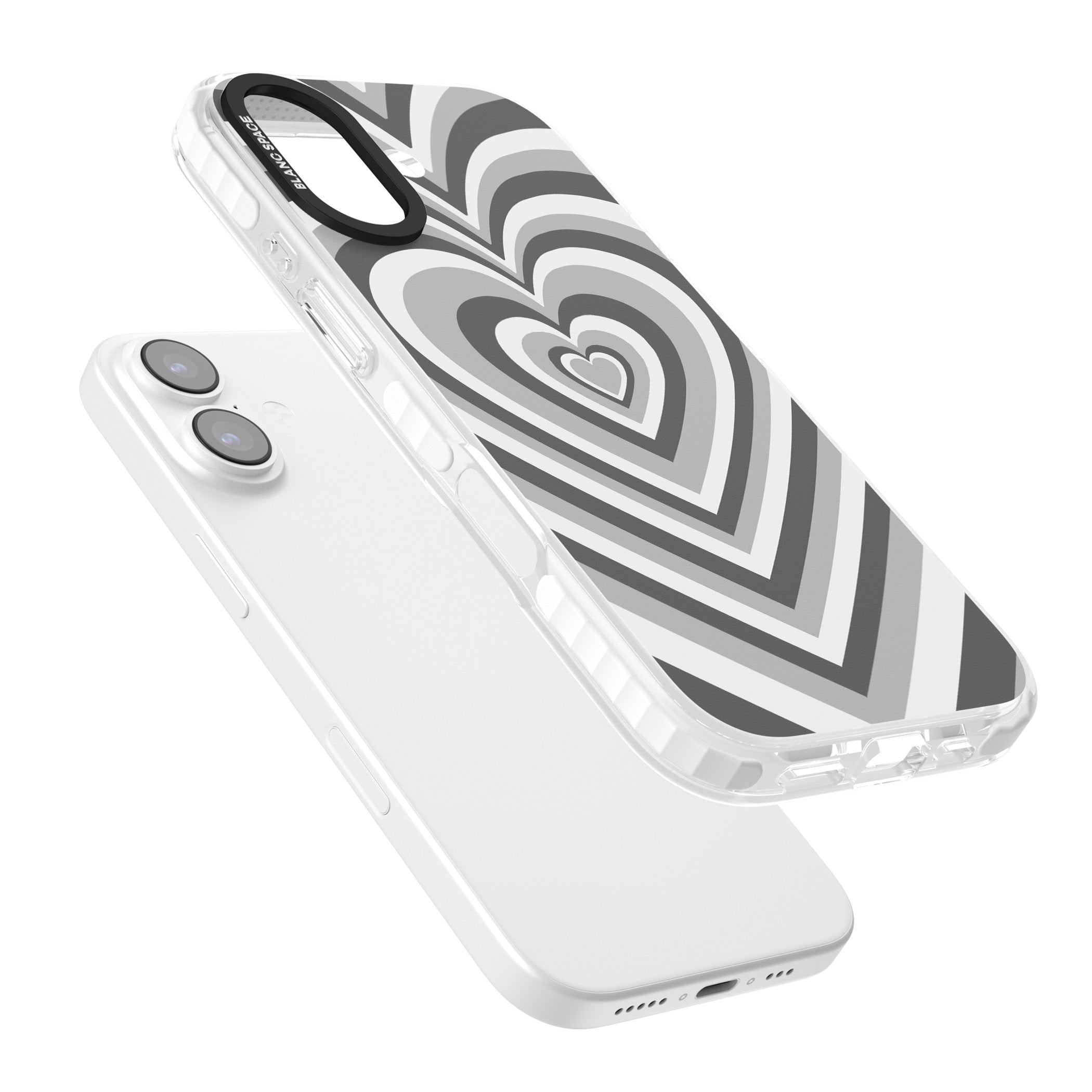 Monochrome Heart Illusion iPhone 17 Impact Pro Clear Phone Case Colours