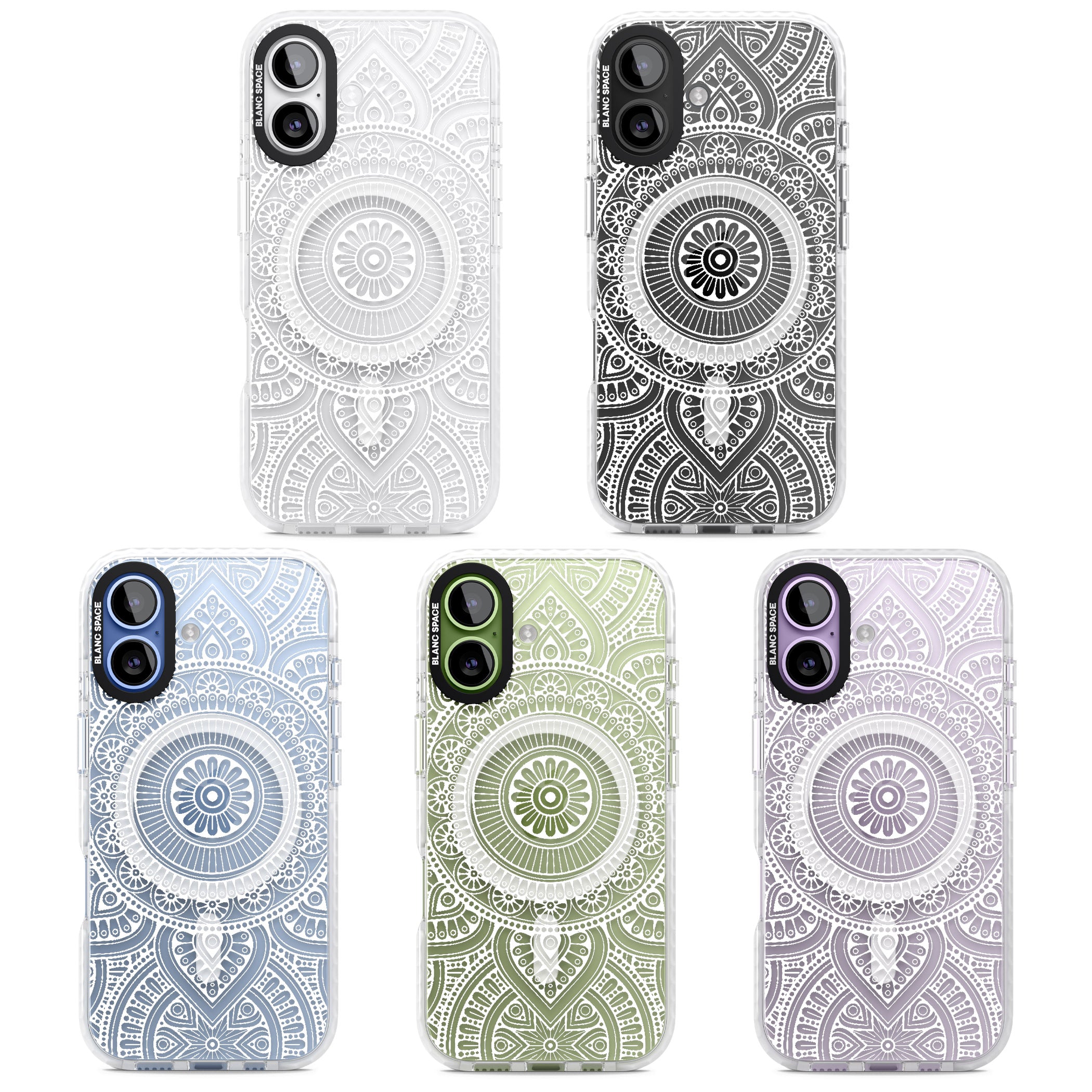 White Henna Flower Wheel iPhone 17 Impact Pro Clear Phone Case APT Impact Protection