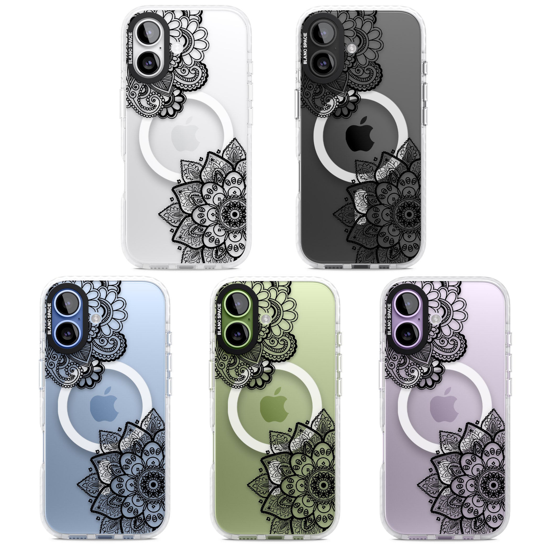 Black Henna Florals iPhone 17 Impact Pro Clear Phone Case APT Impact Protection