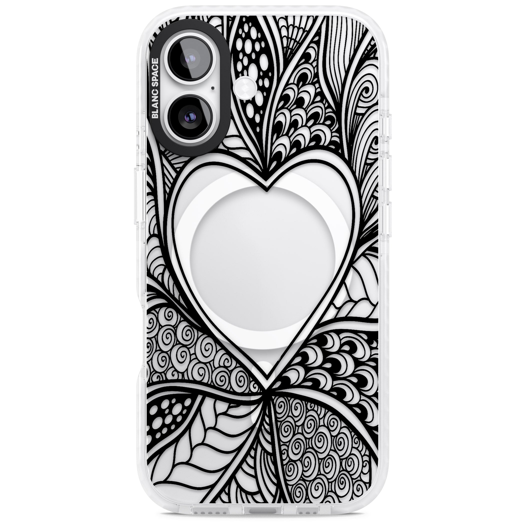 Black Henna Heart iPhone 17 Impact Pro Clear Phone Case