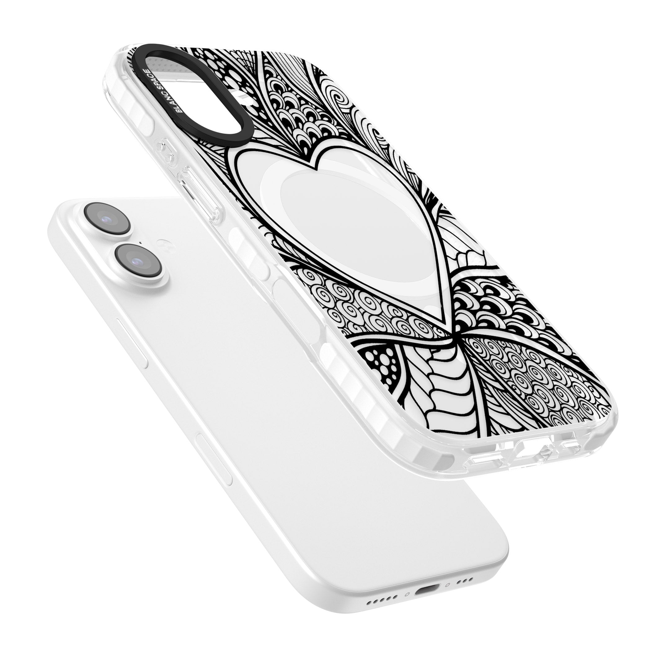 Black Henna Heart iPhone 17 Impact Pro Clear Phone Case Colours