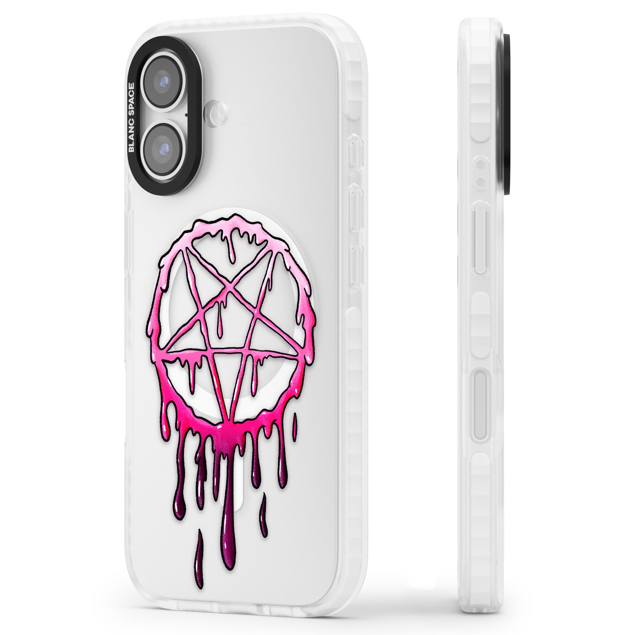 Pentagram Of Blood iPhone 17 Impact Pro Clear Phone Case Side Profile