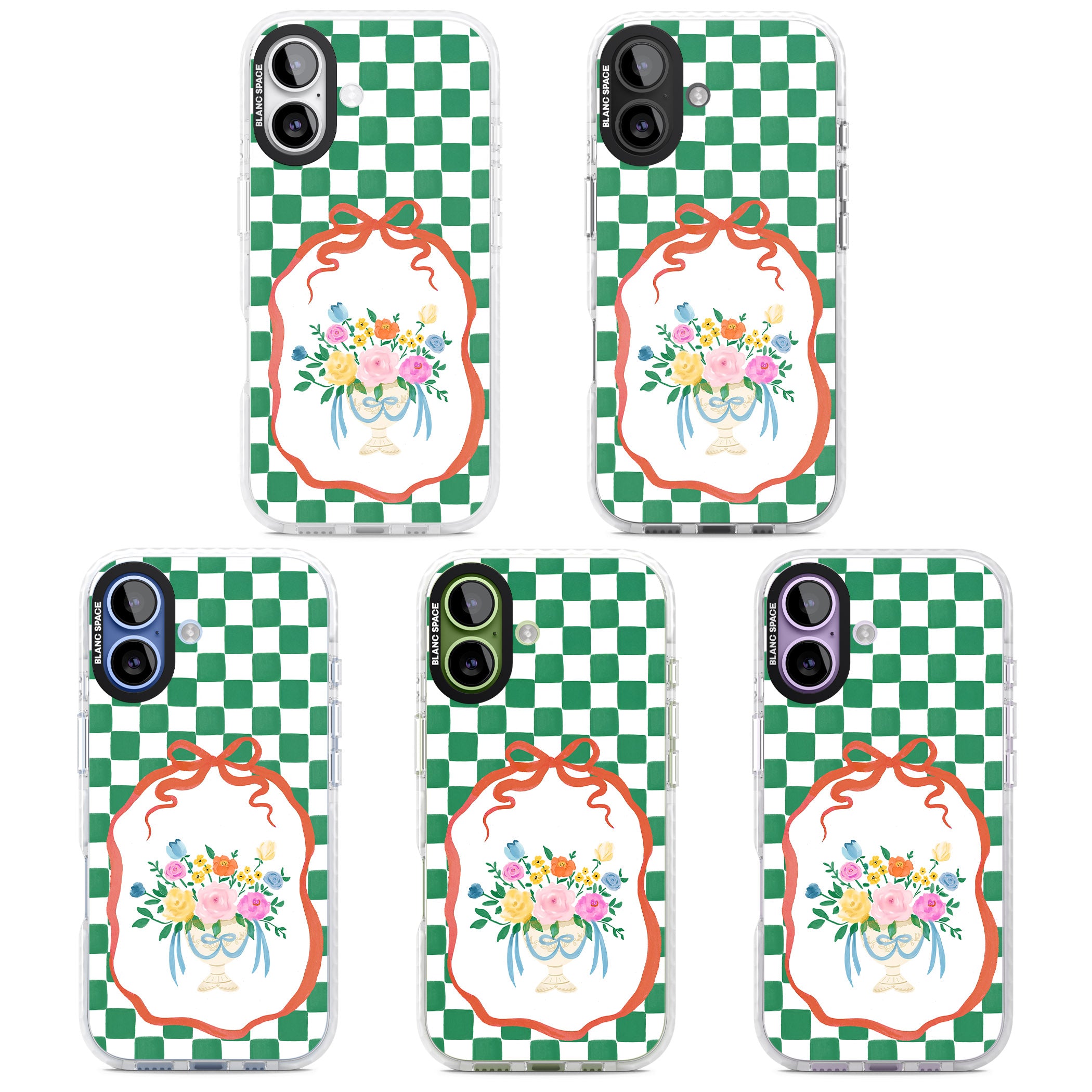 Green Checked Bouquet iPhone 17 Impact Pro Clear Phone Case APT Impact Protection