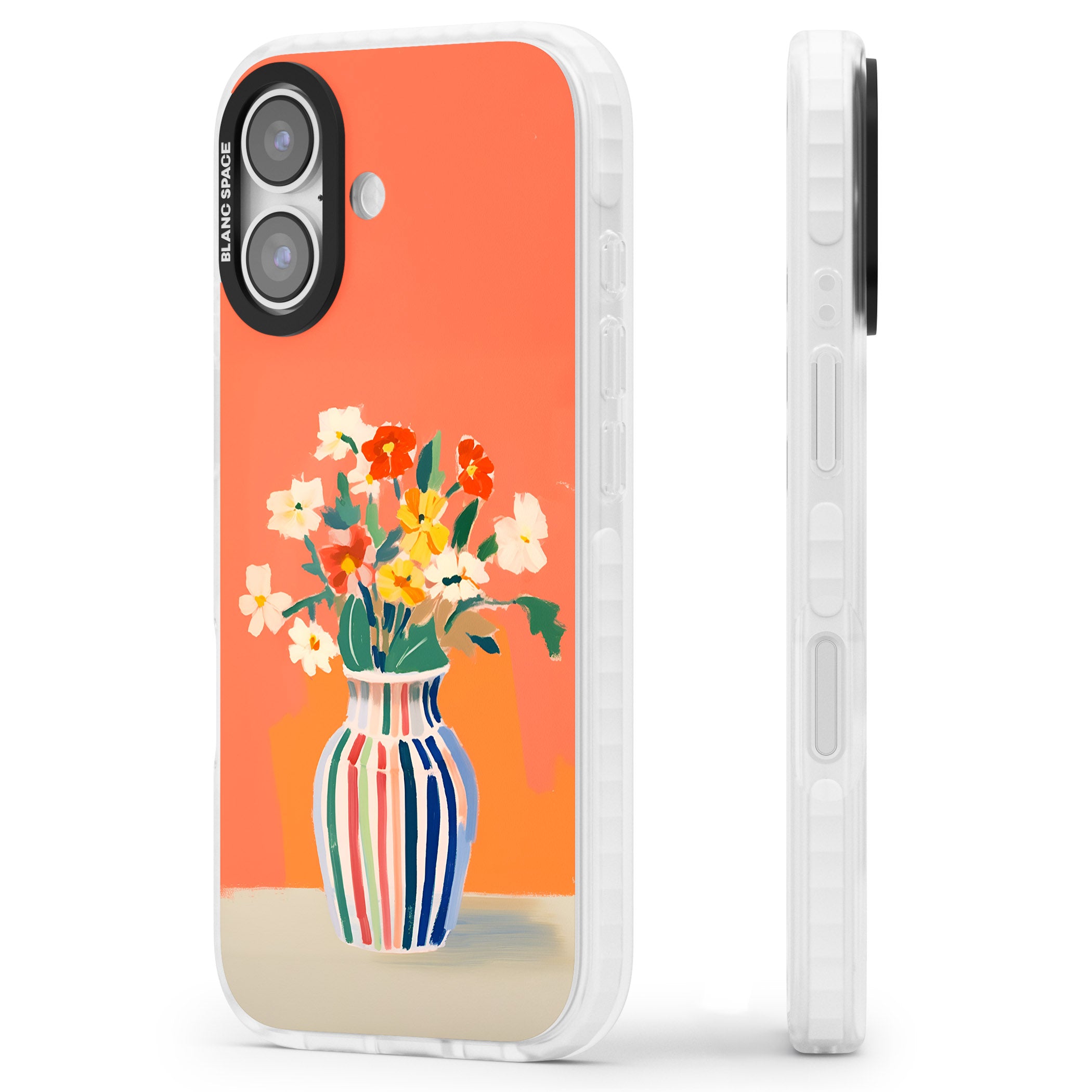 Coral Flower Vase iPhone 17 Impact Pro Clear Phone Case Side Profile