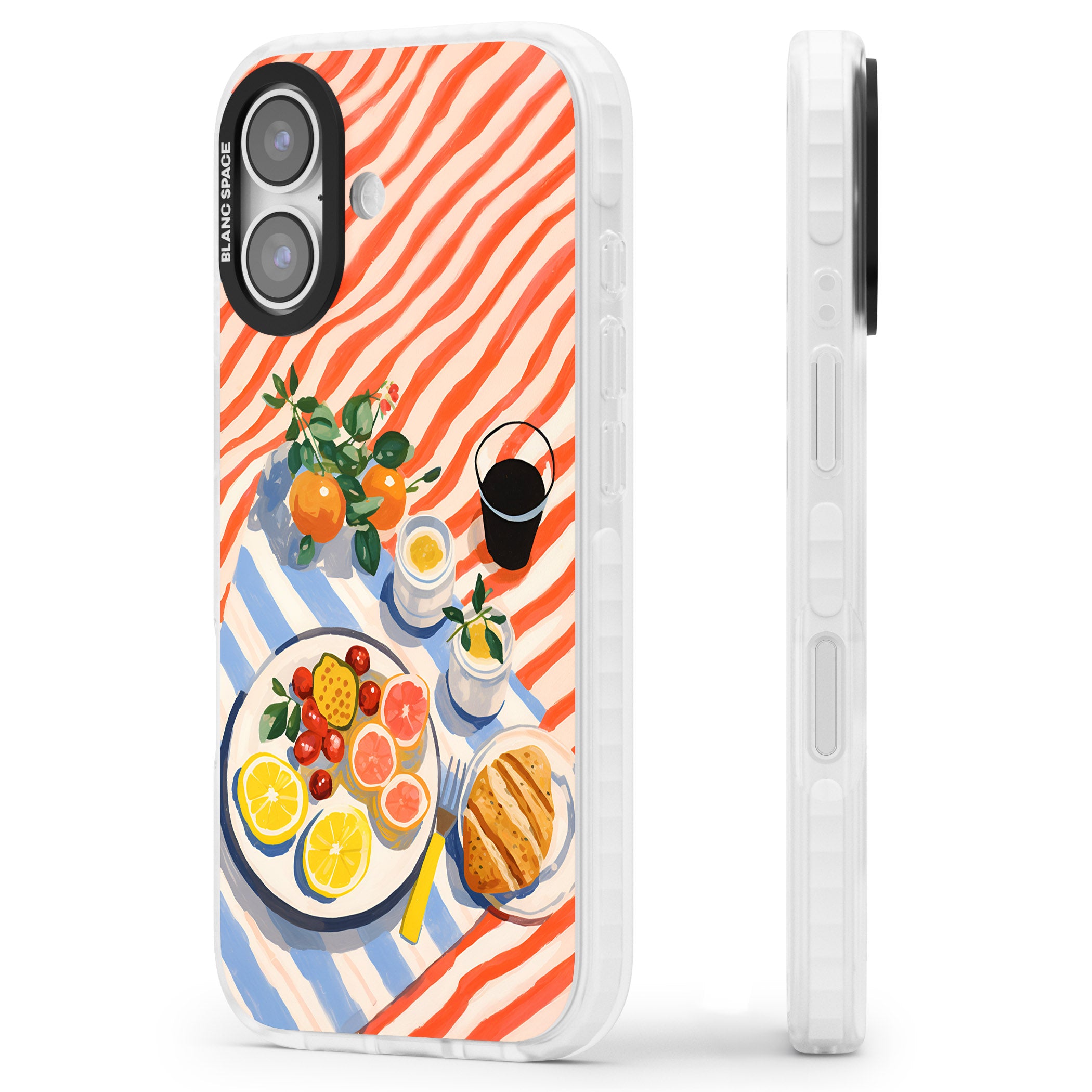Citrus Picnic iPhone 17 Impact Pro Clear Phone Case Side Profile