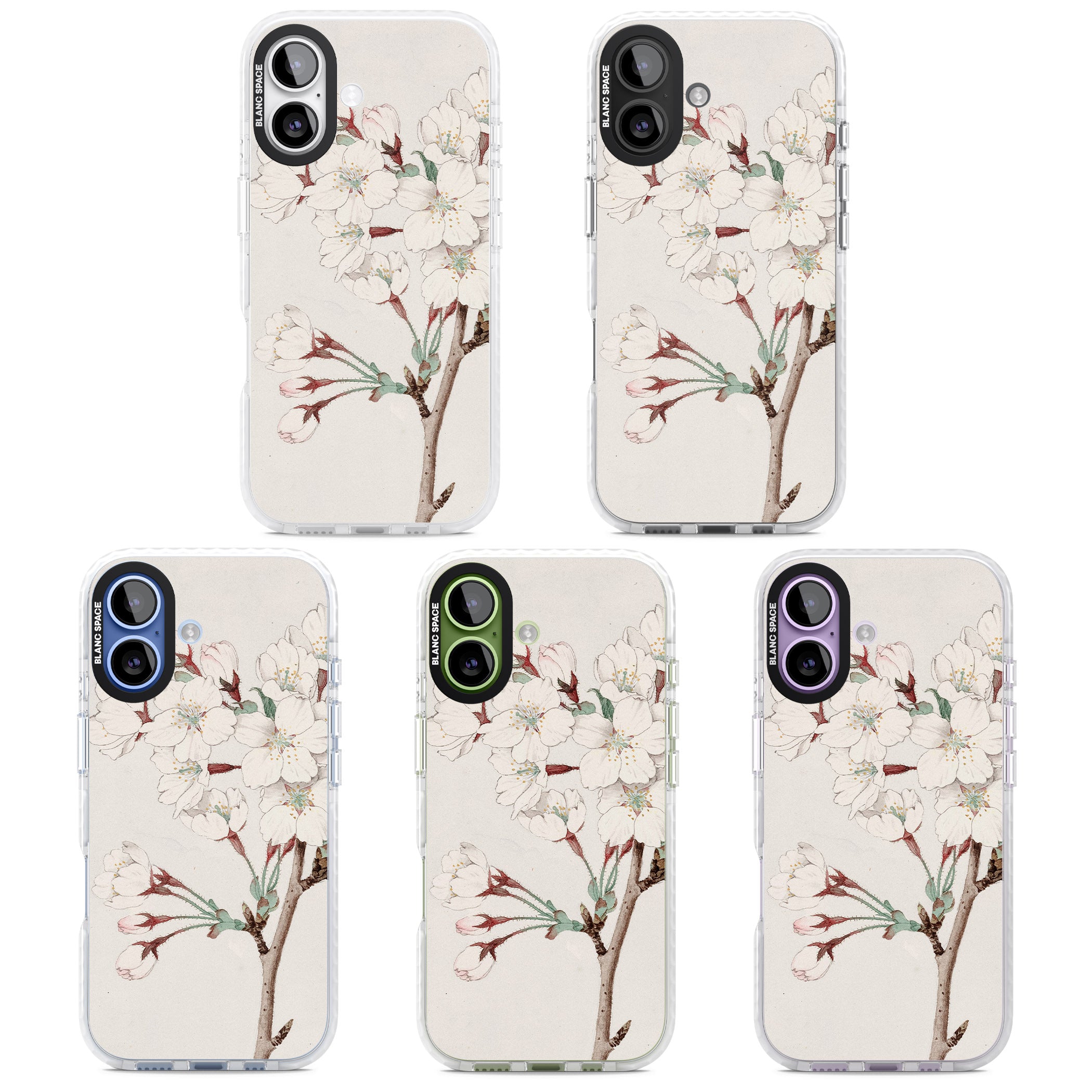 Vintage Japanese Illustrations Cherry Blossoms iPhone 17 Impact Pro Clear Phone Case APT Impact Protection