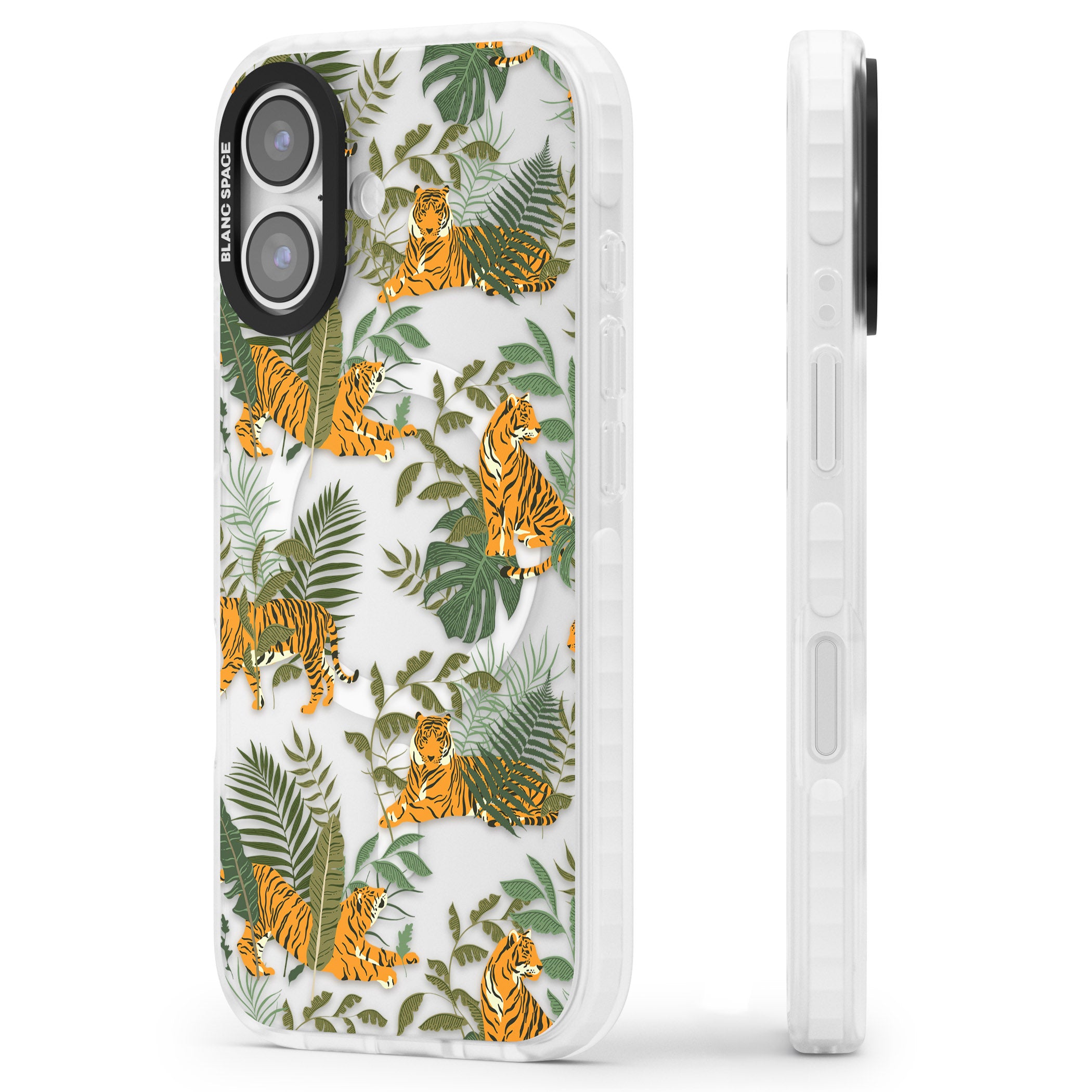 Tiger & Fern Jungle iPhone 17 Impact Pro Clear Phone Case Side Profile