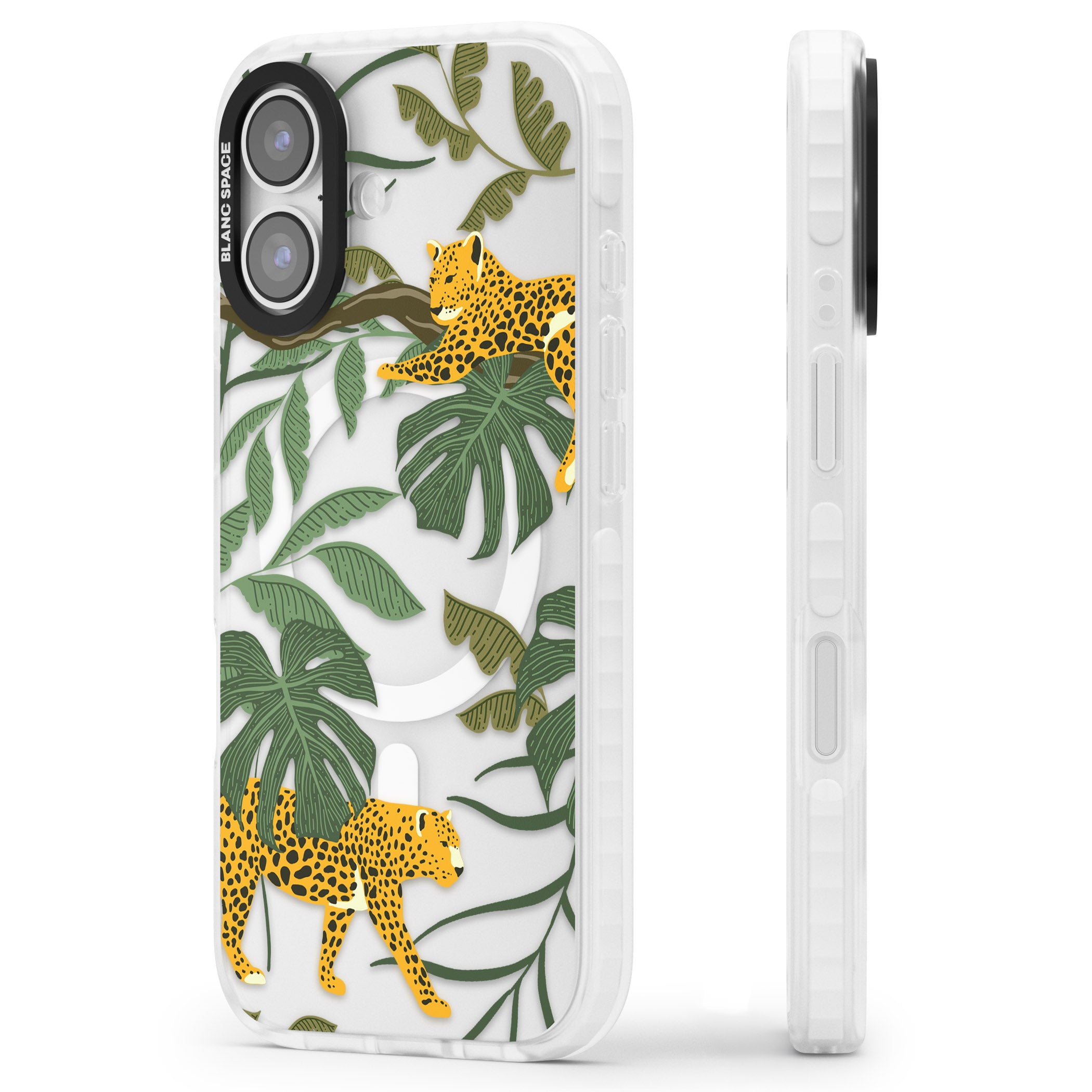 Jungle Cat Pattern iPhone 17 Impact Pro Clear Phone Case Side Profile